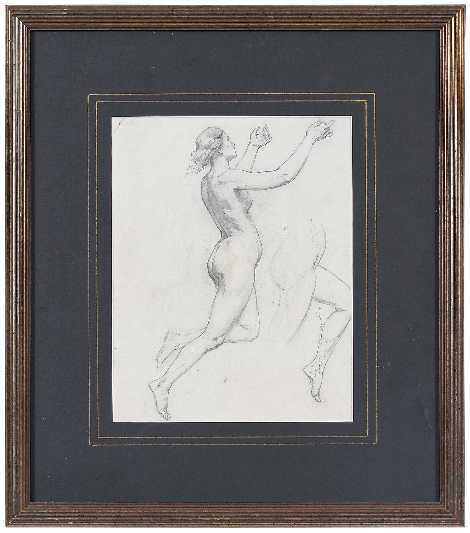 Elliott Daingerfield: (American/North Carolina, 1859-1923) Female nude, graphite on paper, sight 9-1/2 x 7-1/2 in. modern wood frame, 16-1/4 x 14-1/4 in. Provenance: Descended in the family to the granddaughter of the arti