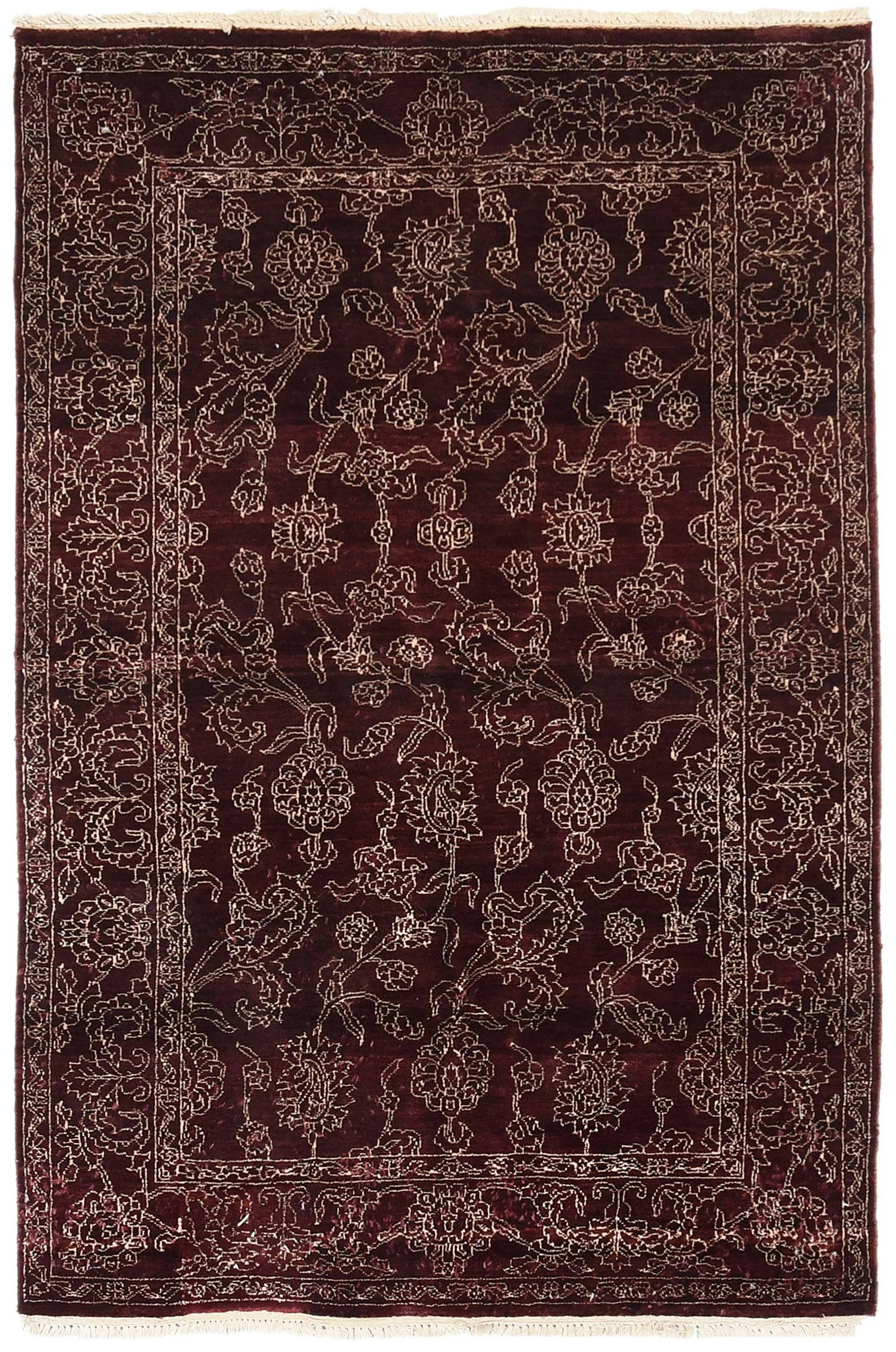 White on Maroon Mohair Rug (1 of 3)