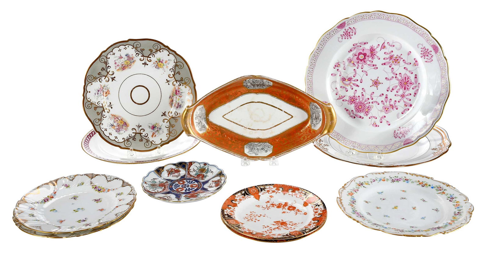 Eleven Pieces Assorted Porcelain Tableware, including Meissen and Spode (1 of 6)