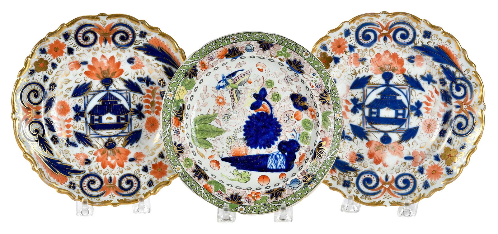 Three Gilt Decorated Floral Porcelain Dishes (1 of 6)