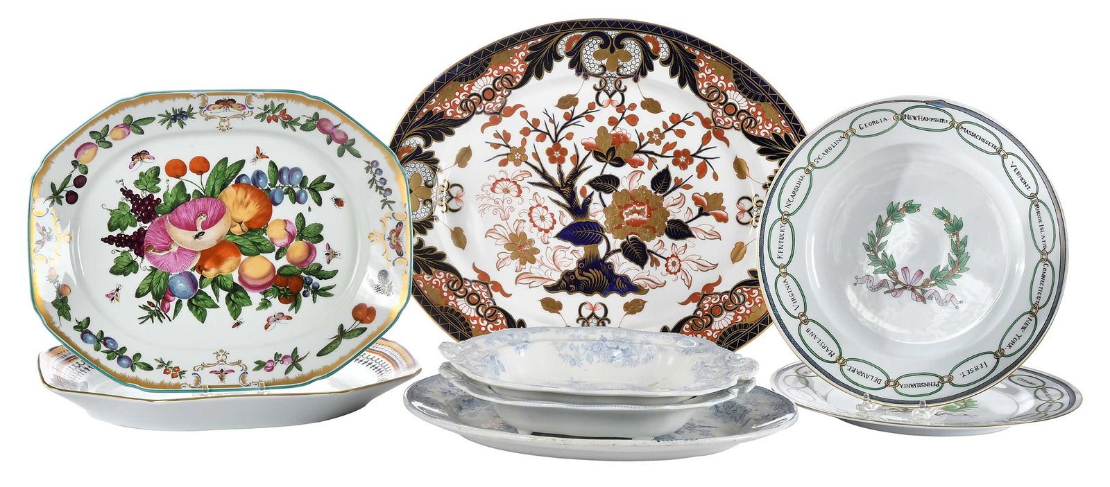 Eight Assorted Large Porcelain Dishes, including Mottahedeh and Royal Crown Derby (1 of 11)