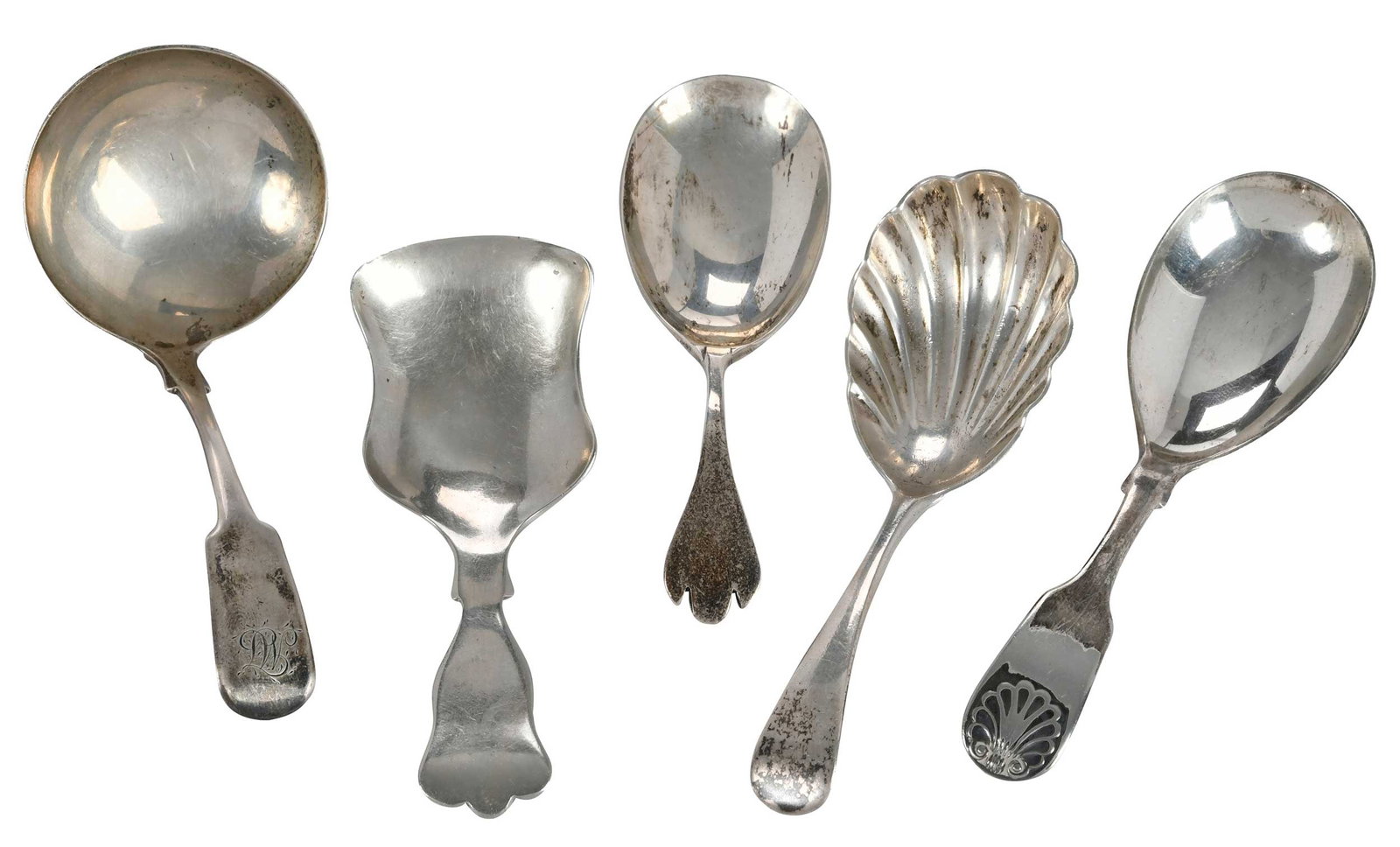 Five English Silver and Silver Plate Tea Caddy Spoons (1 of 4)