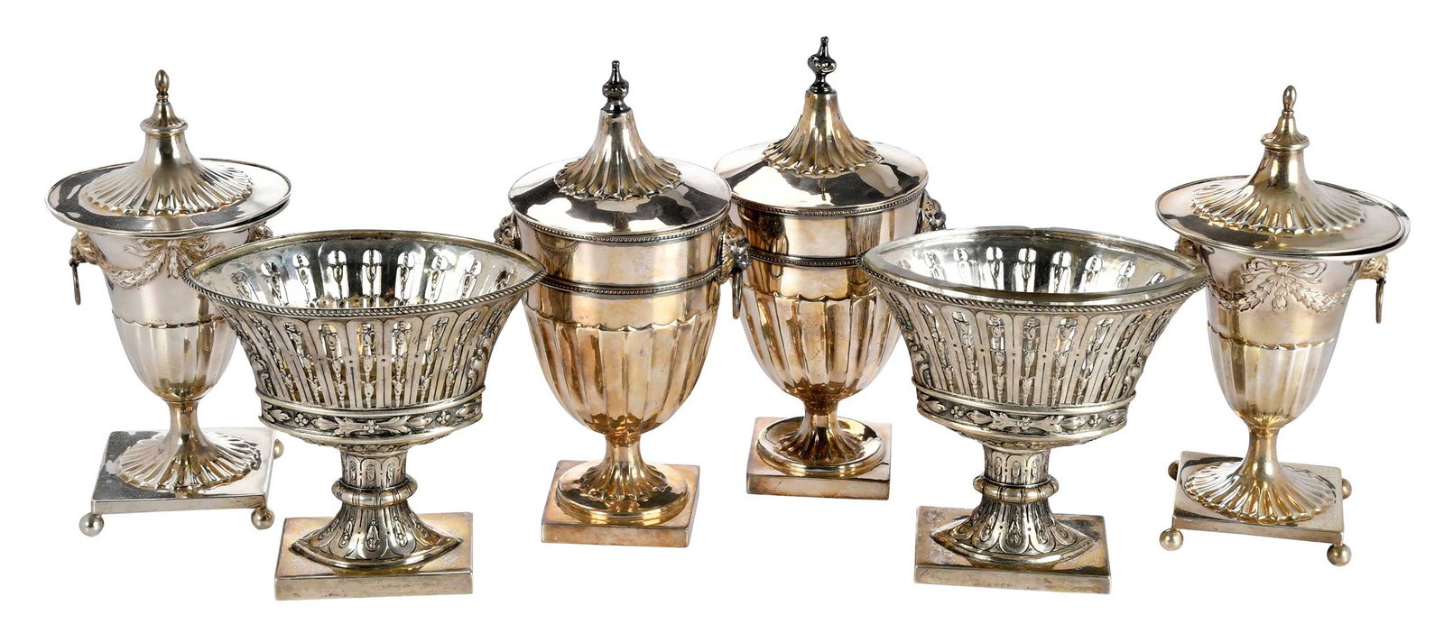 Three Pairs of Silver Urns, English Silver, German and Silver Plate (1 of 4)