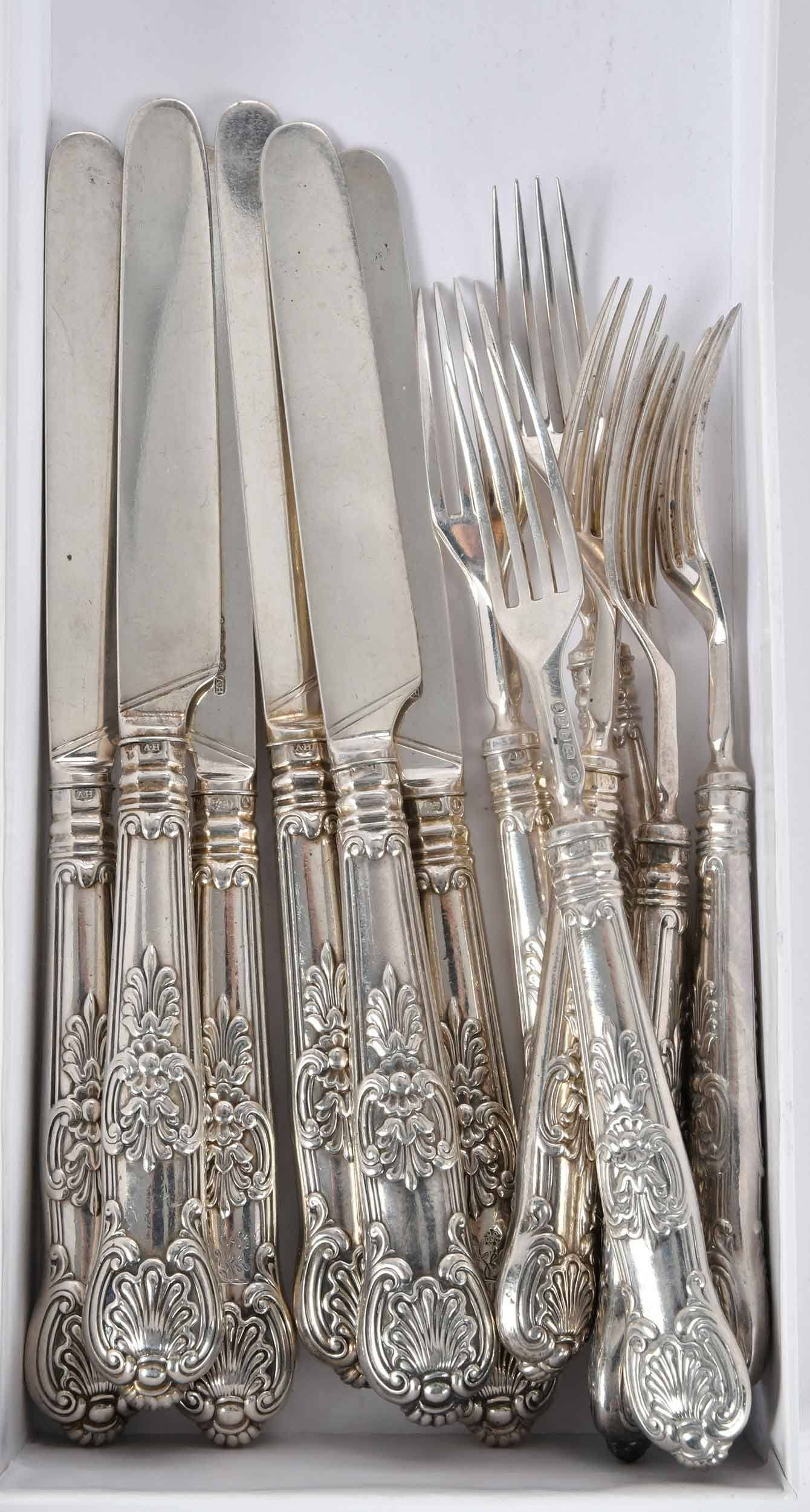 Eight Piece English Silver Fruit Set - 4