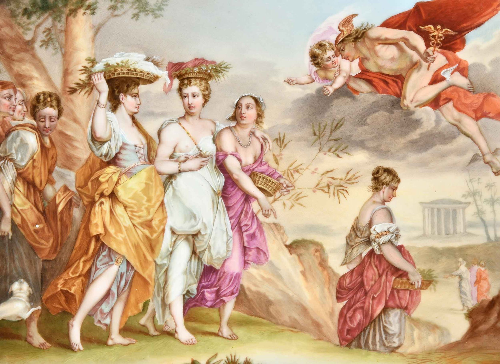 Six Raspberry Ground Porcelain Table Objects - 3