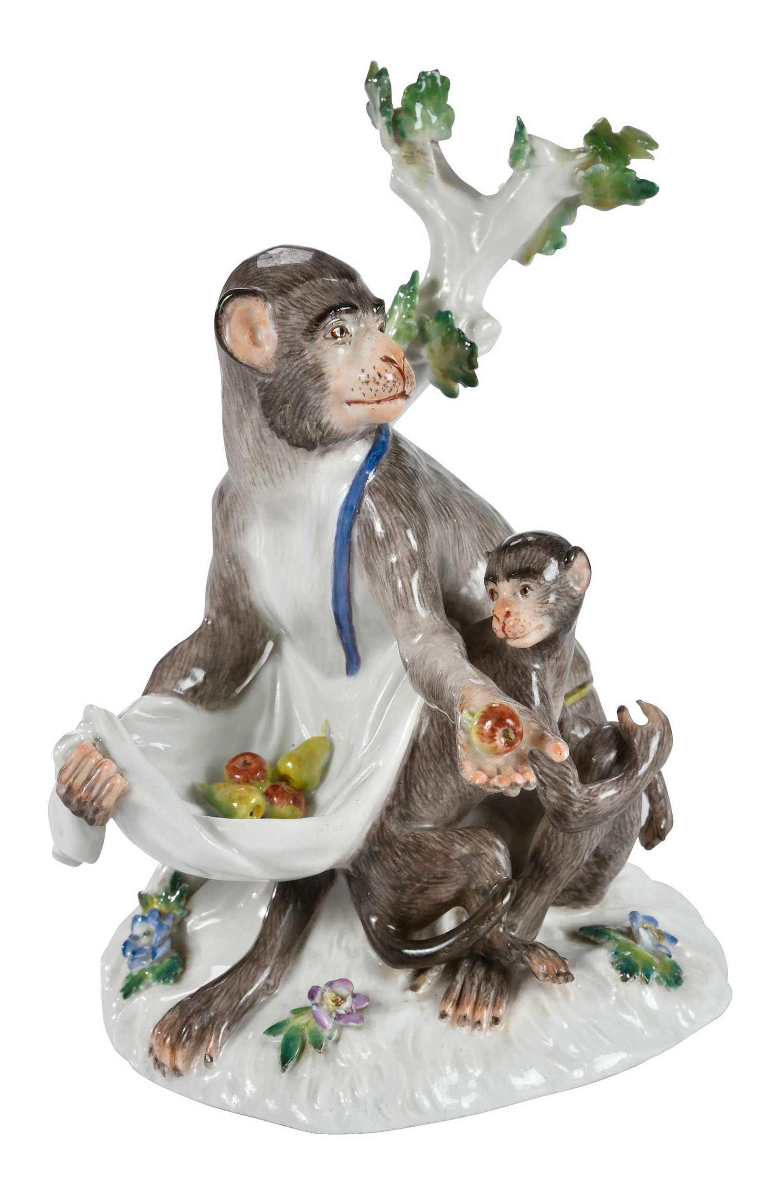 Meissen Porcelain Figural Group, Monkey with Young (1 of 10)