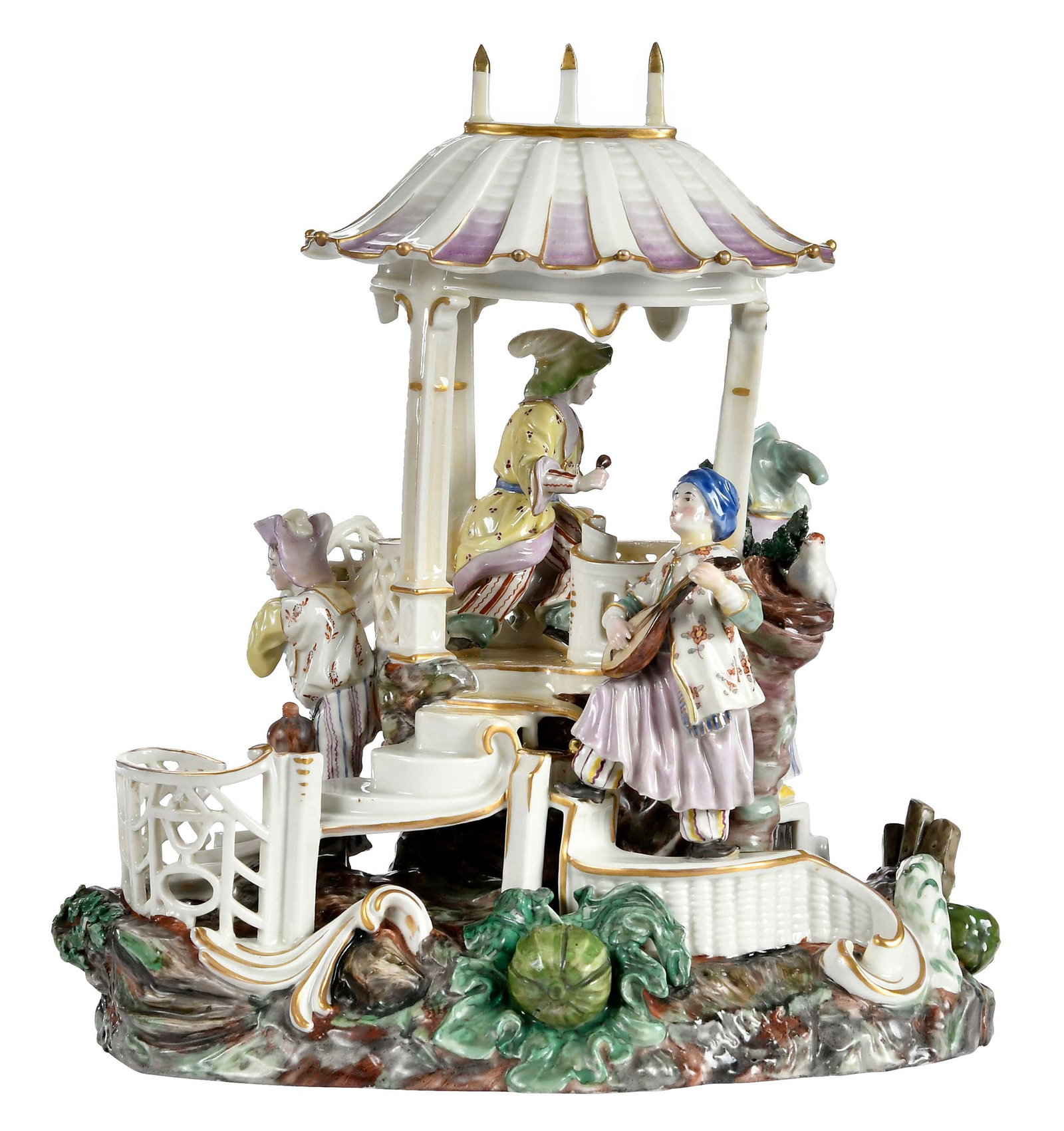 Large Chinoiserie Porcelain Figural Group, Chinese Pagoda (1 of 14)