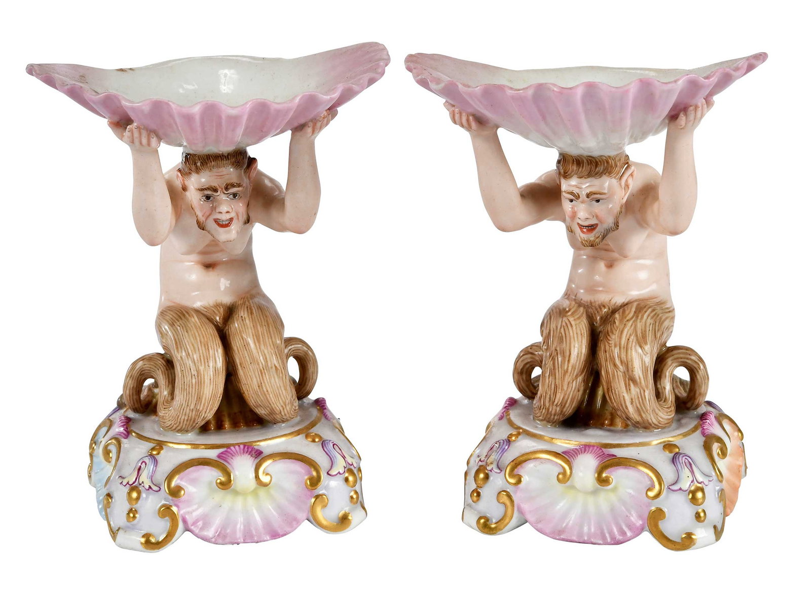 Pair of Unusual Satyr/Mermaid Porcelain Shell Compotes (1 of 10)