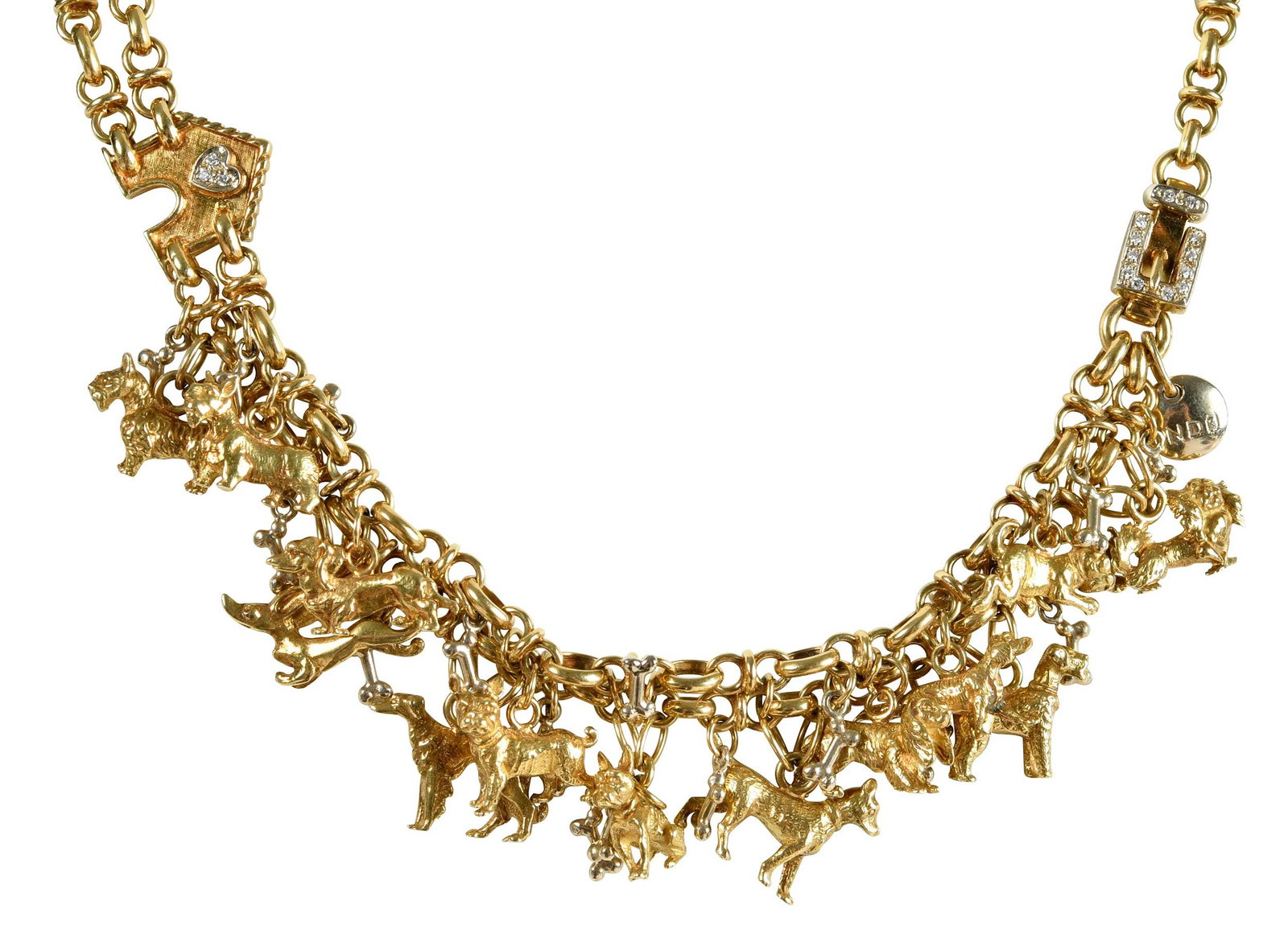18kt. Assorted Dog Charm Necklace Accented with Diamonds (1 of 11)