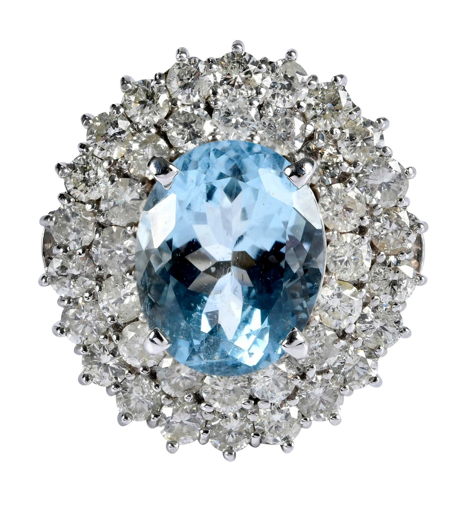 14kt. Aquamarine and Diamond Double Halo Ring (1 of 11)
