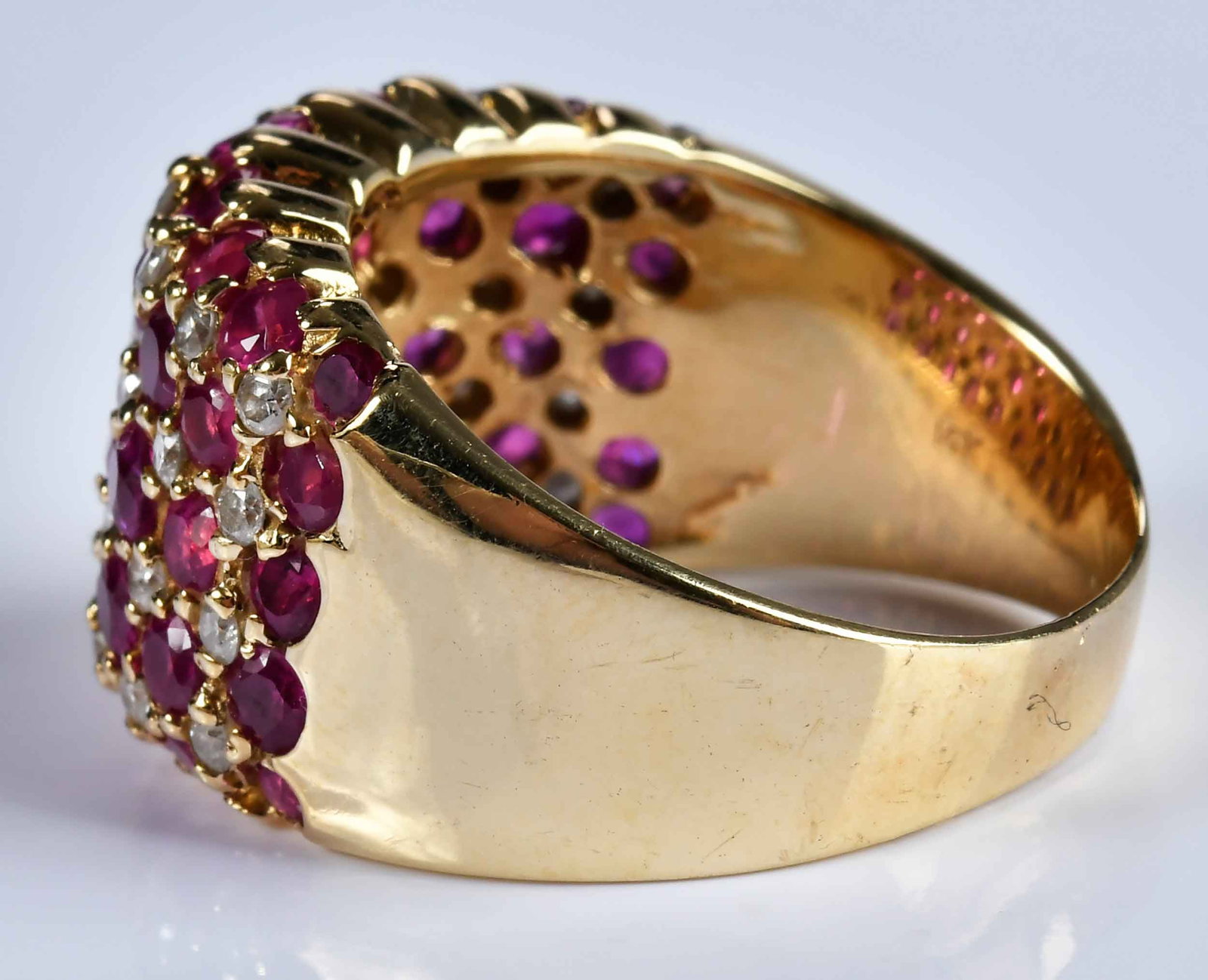 14kt. Multi Row Ruby and Diamond Ring - 3