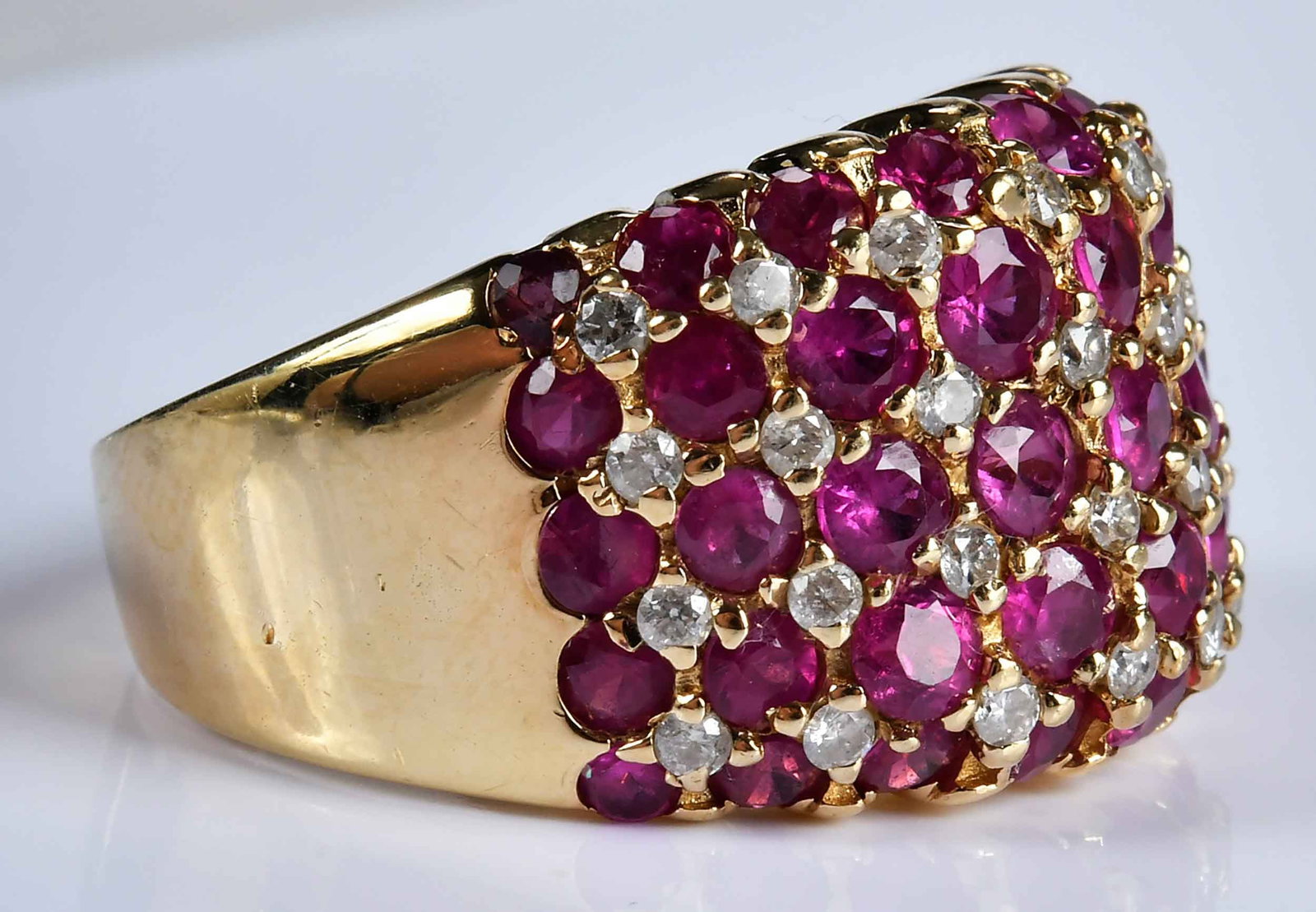 14kt. Multi Row Ruby and Diamond Ring - 5