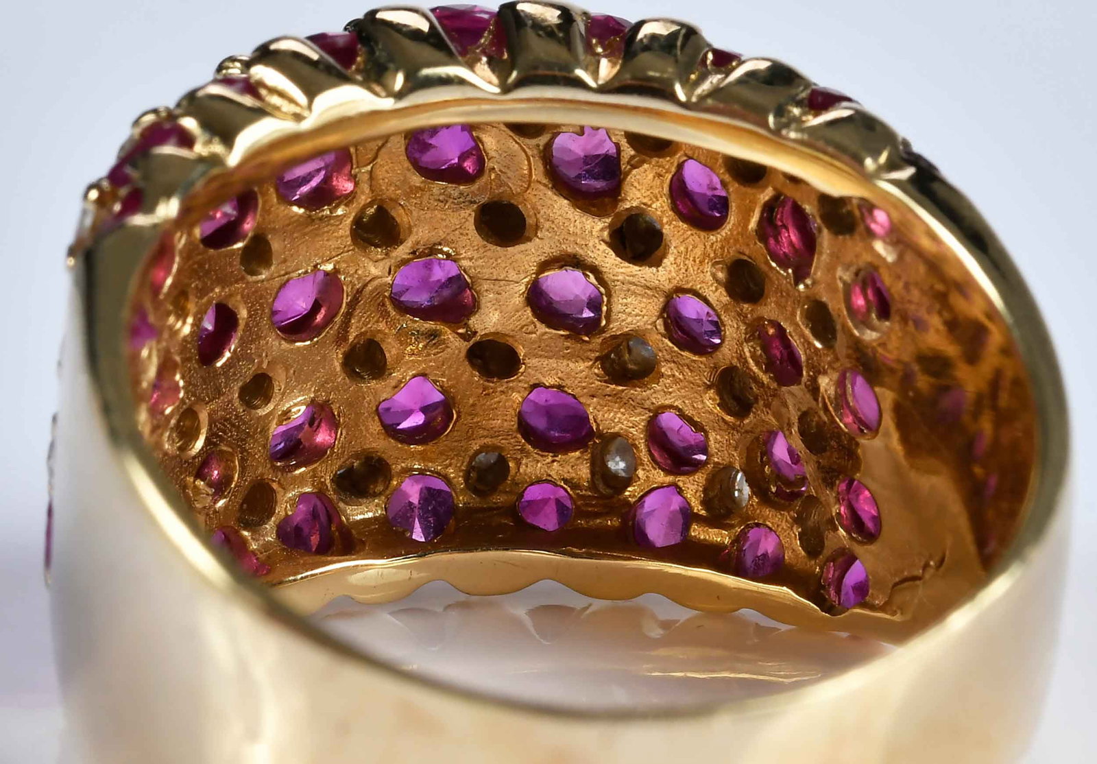 14kt. Multi Row Ruby and Diamond Ring - 7