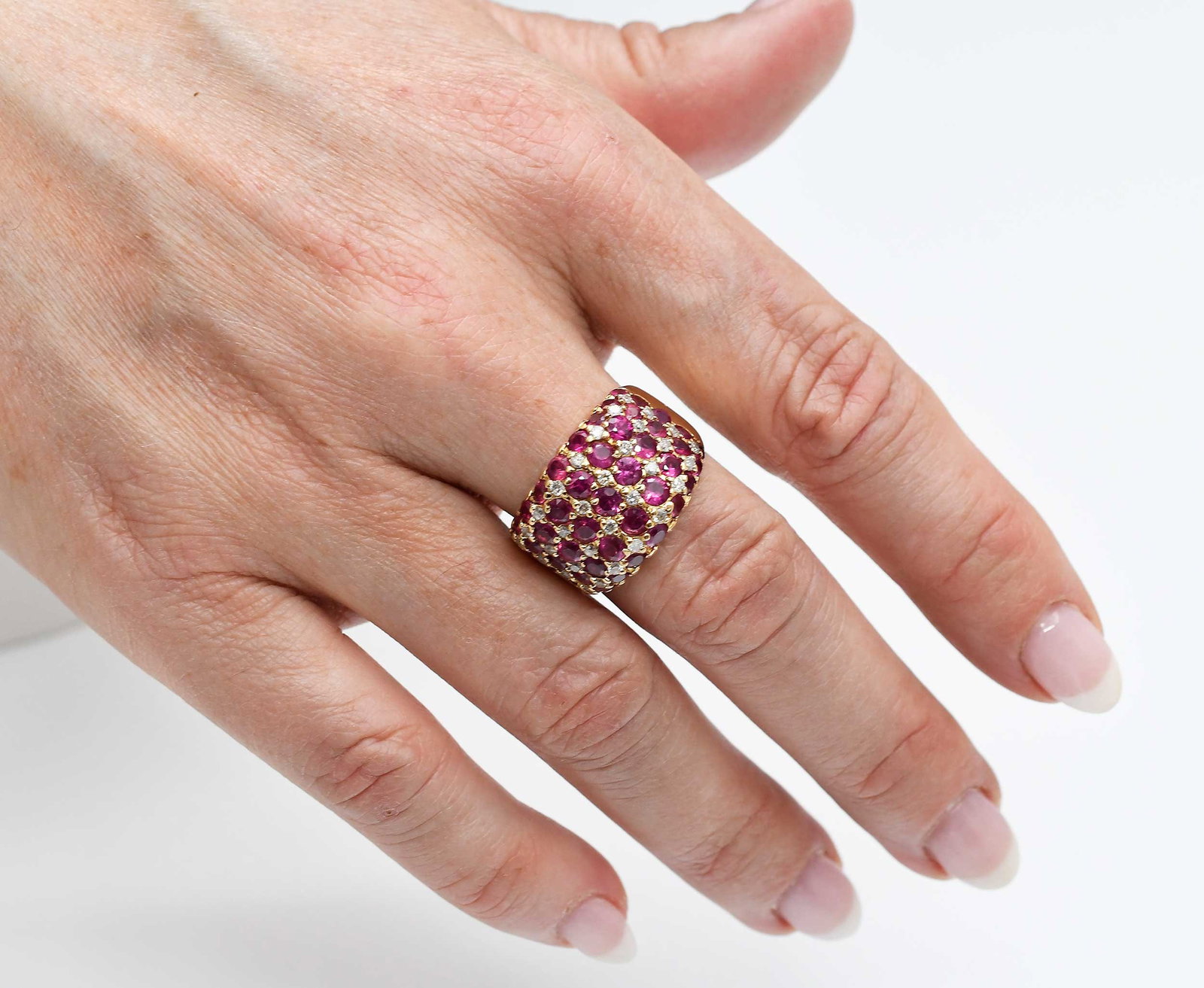 14kt. Multi Row Ruby and Diamond Ring - 8