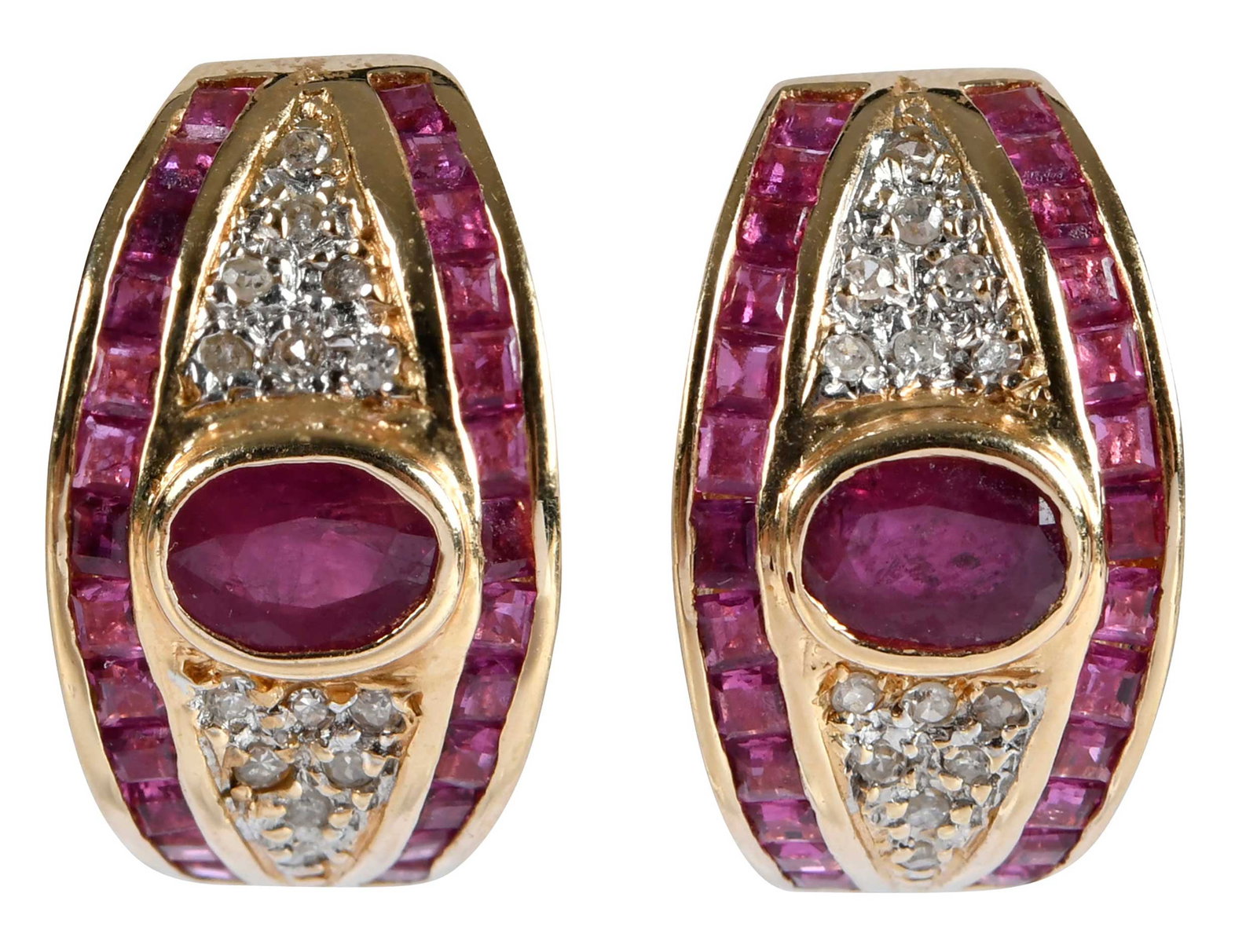 14kt. Ruby and Diamond J-Hoop Earrings (1 of 4)