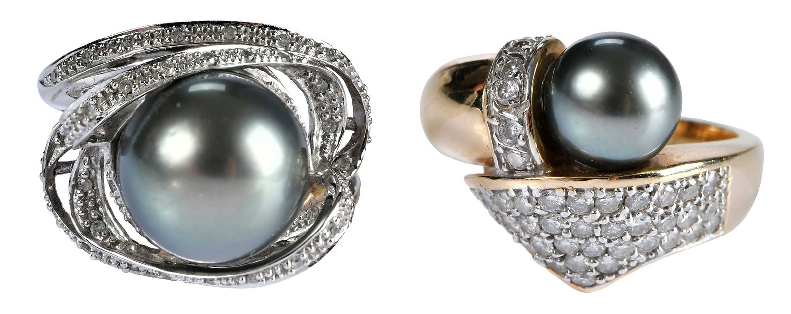 Two 14kt. Tahitian Pearl and Diamond Rings (1 of 8)