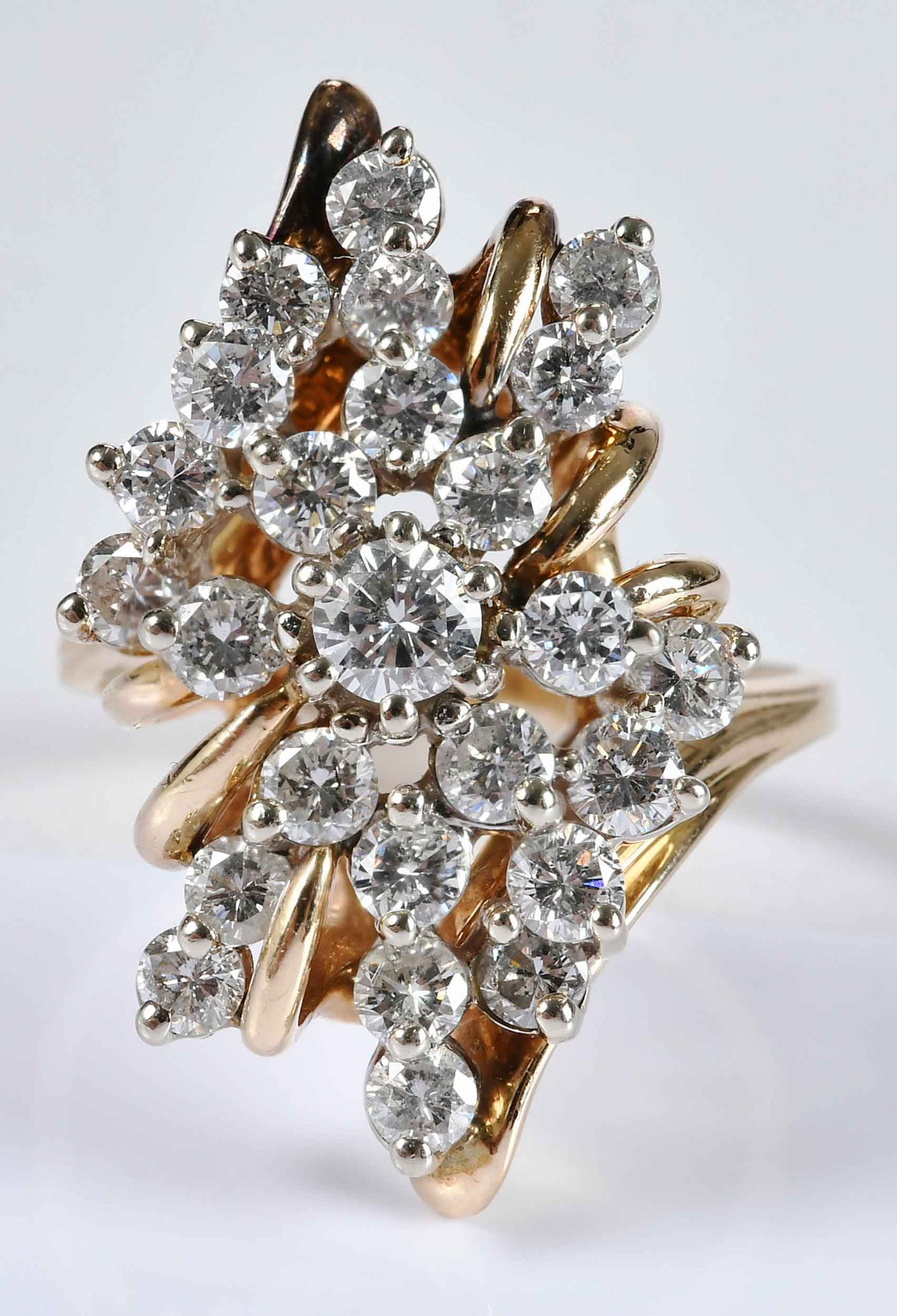 14kt. Diamond Waterfall Cluster Ring - 2