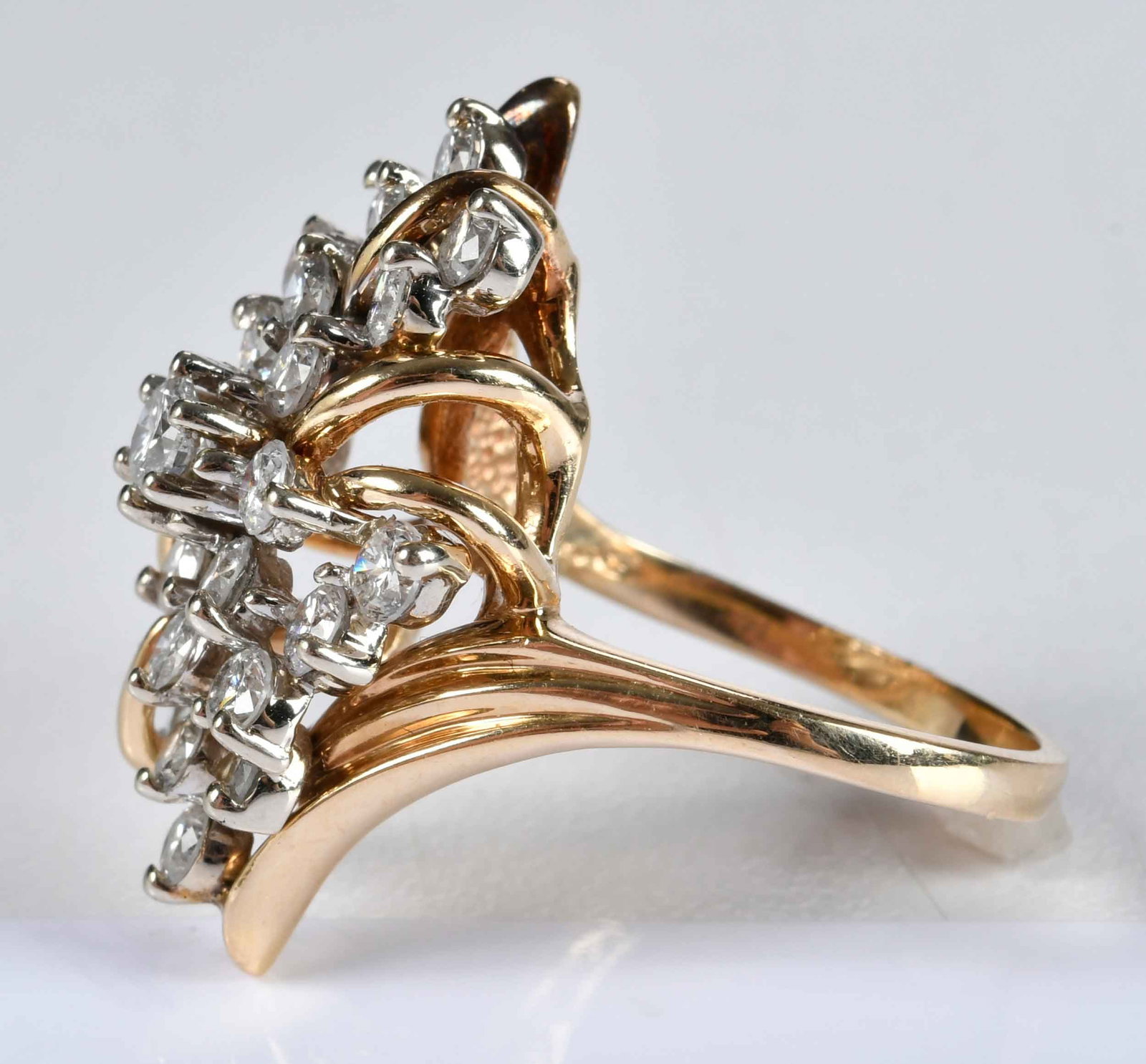 14kt. Diamond Waterfall Cluster Ring - 3
