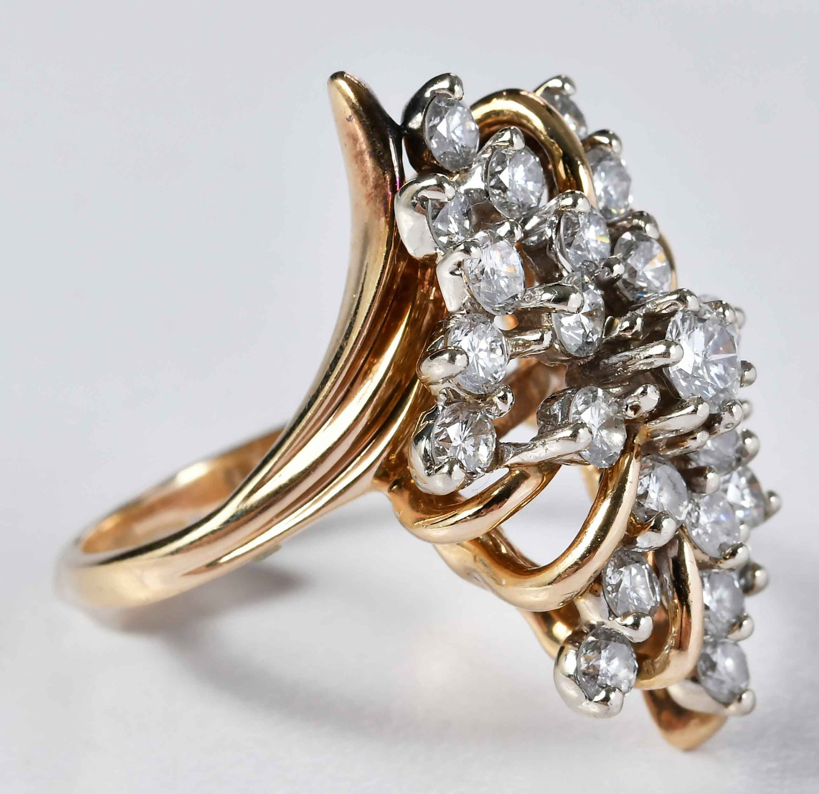 14kt. Diamond Waterfall Cluster Ring - 5
