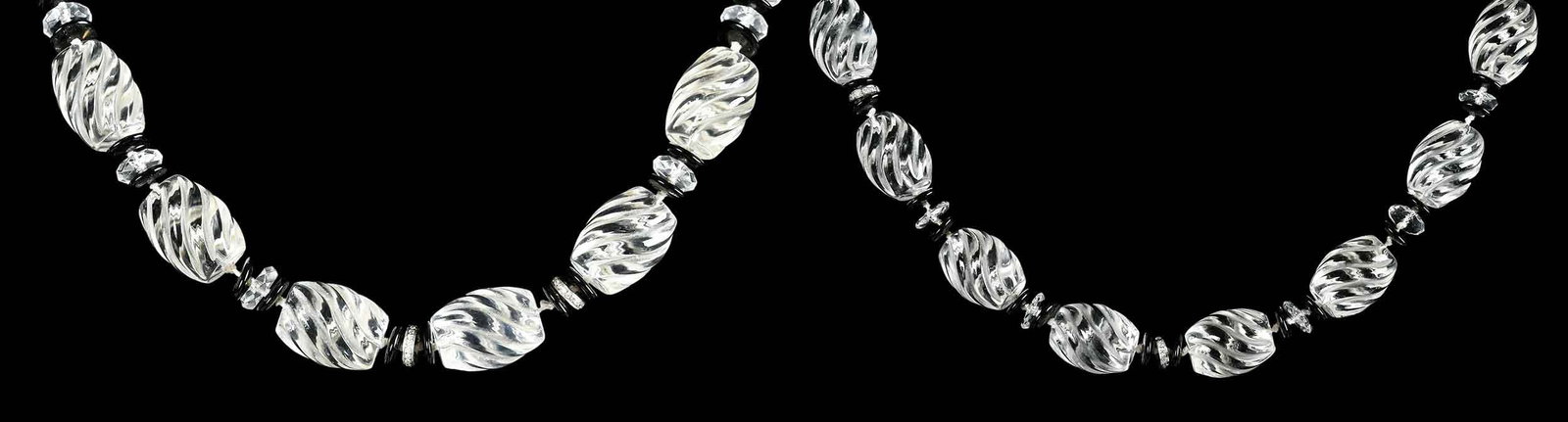 Two 18kt. Rock Quartz Necklaces with Black Onyx and Diamond Spacers (1 of 6)