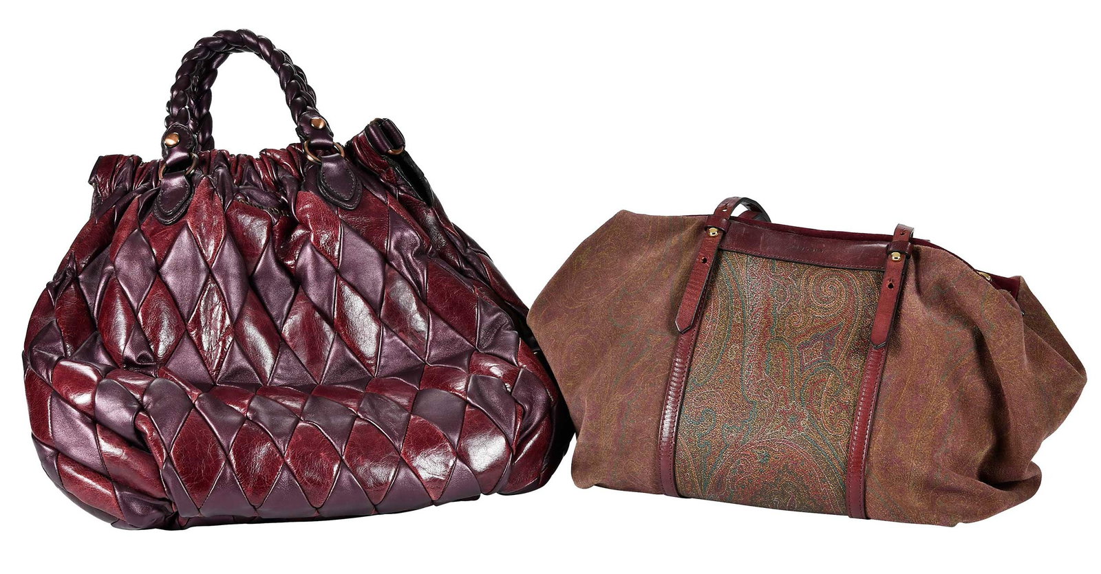 Two Burgundy Designer Handbags, Miu Miu and Etro (1 of 13)