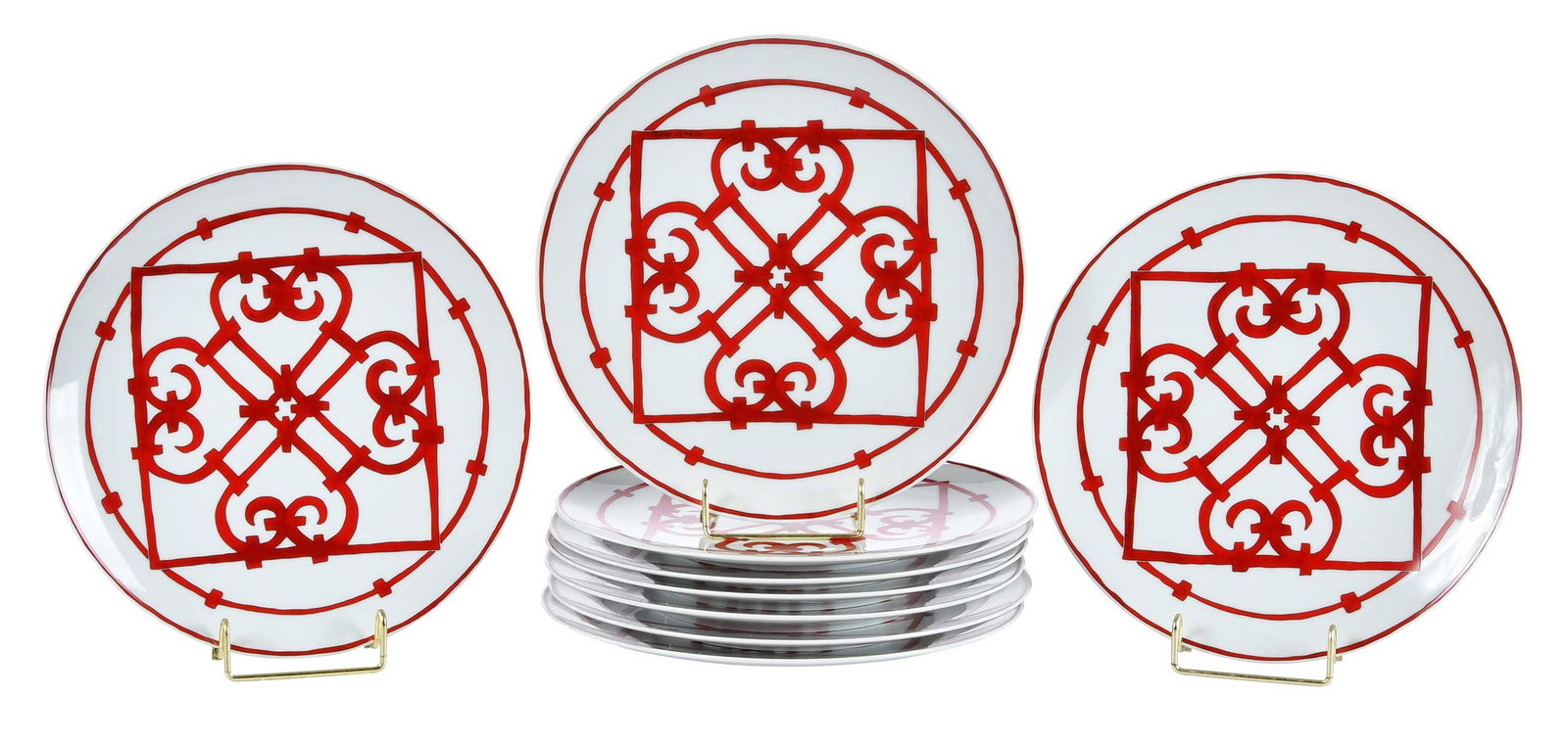 Nine Hermes Balcon du Guadalquivir Rouge Dinner Plates (1 of 5)