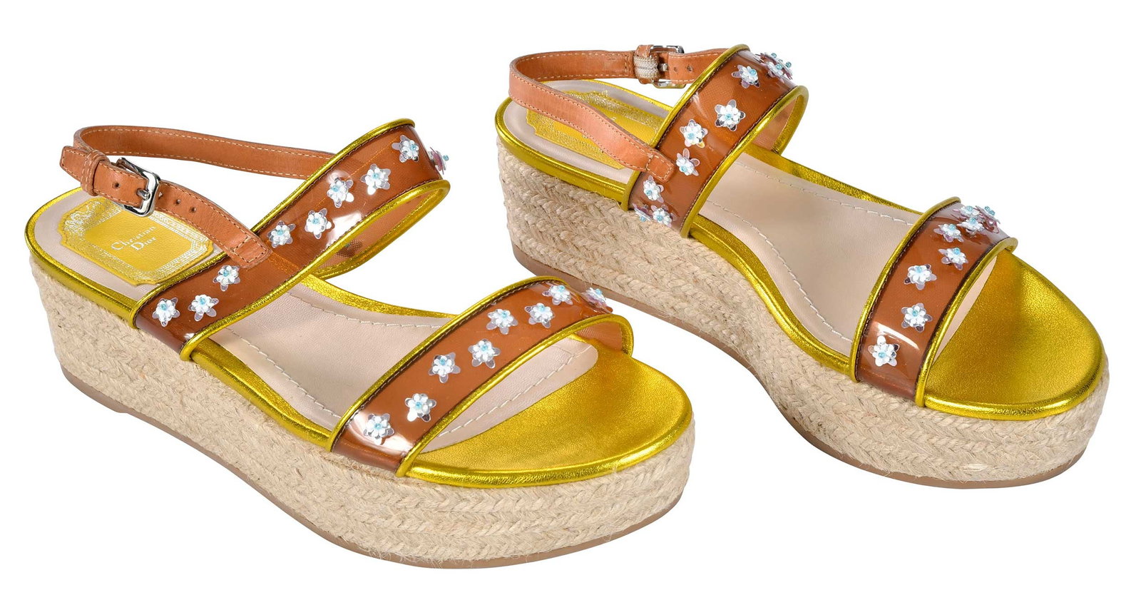 Pair of Christian Dior Joy Platform Espadrille Sandals: Italy, marked size "39" (US size 8-1/2 or 9); in original box Provenance: Private Collection, Highlands, North Carolina