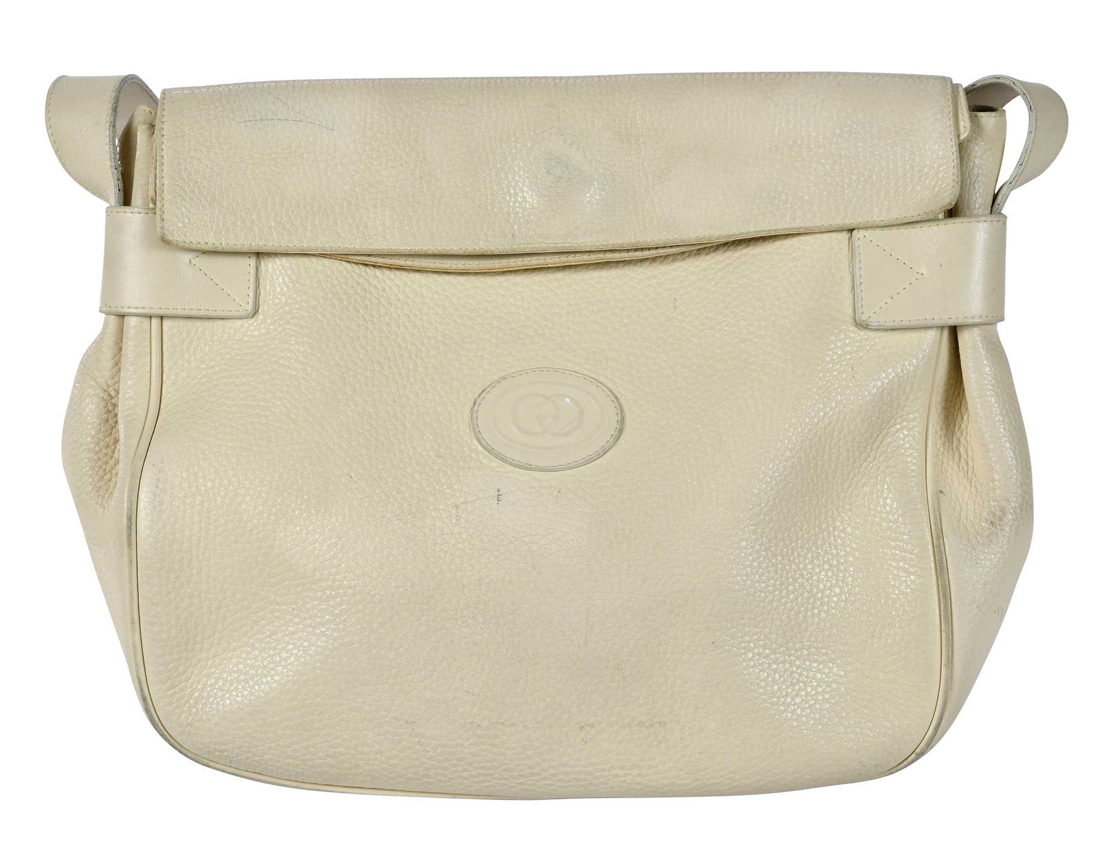 Gucci Cream Leather Shoulder Bag: Italy, 10-1/2 x 13-1/2 x 4-3/4 in. Provenance: Private Collection