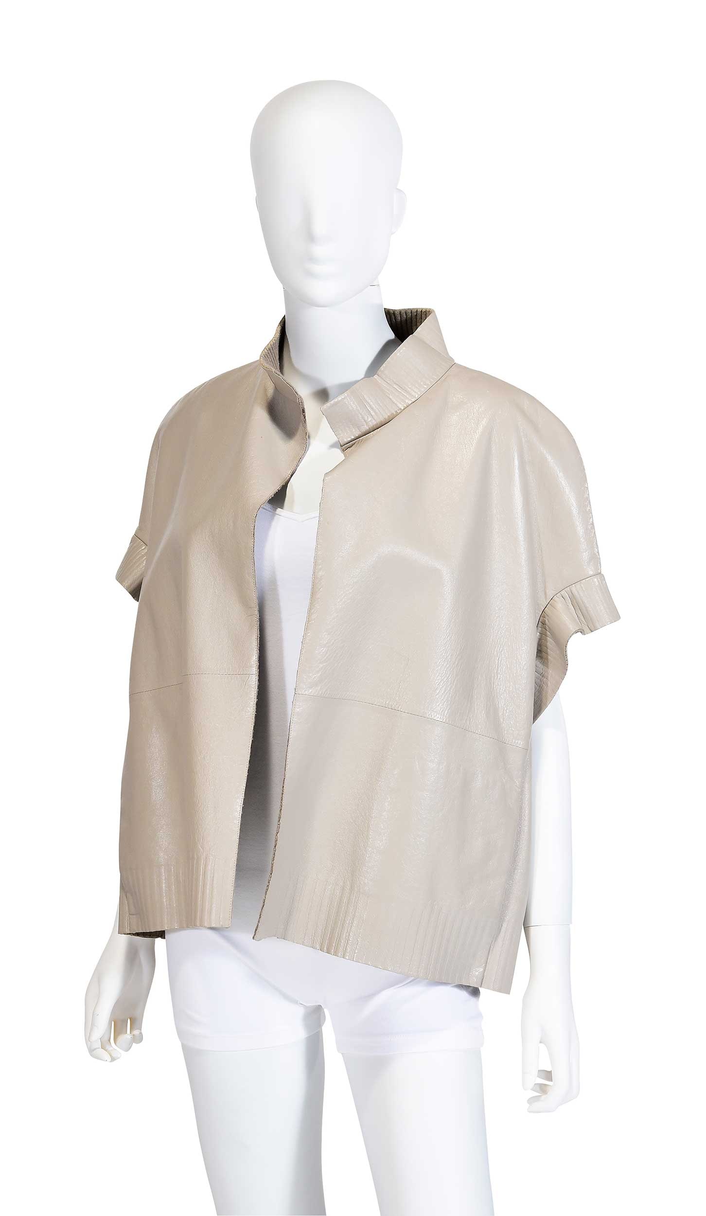 Marni Lamb Skin Top: Italy, tagged size "42", wool and cashmere blend lining, shoulder approx. 18-1/2 in., length 24 in., sleeve 2 in. Provenance: Private Collection, Highlands, North Carolina