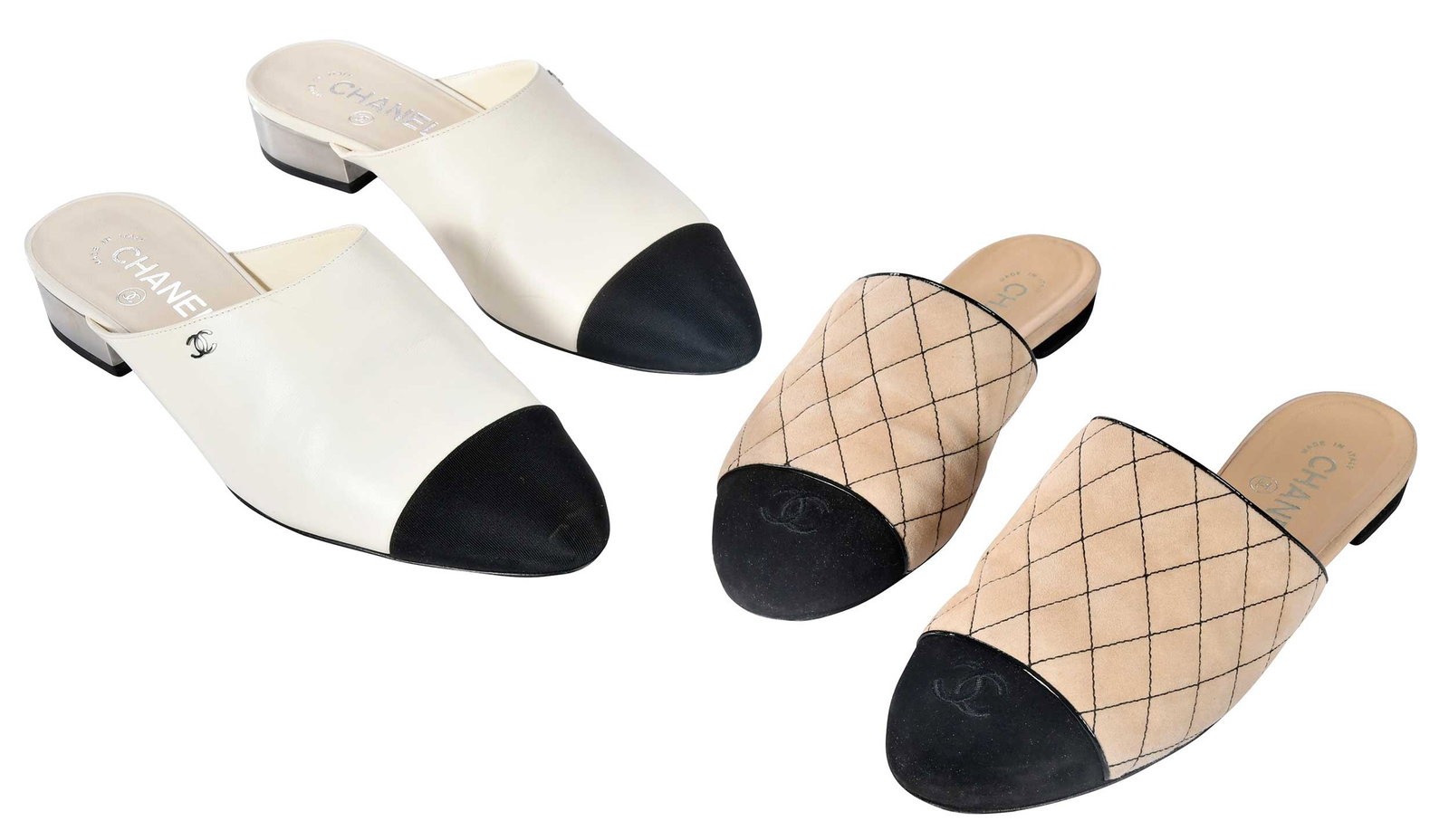 Two Pairs of Chanel Ladies' Cream Mules (1 of 7)