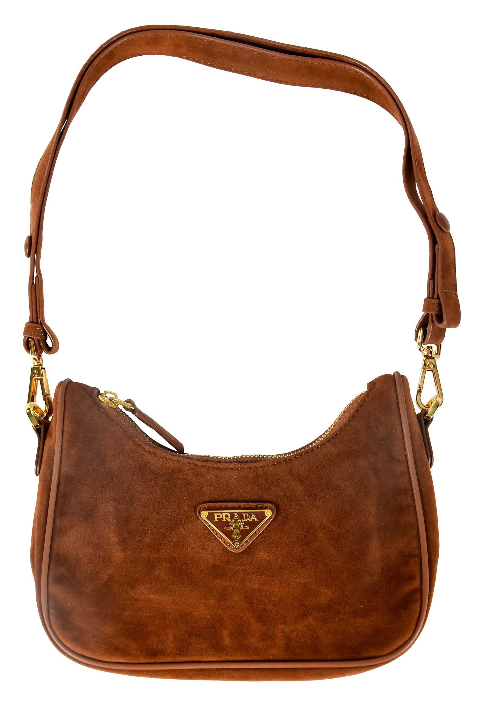 Prada Cacao Scamosciato Suede Shoulder Bag (1 of 7)