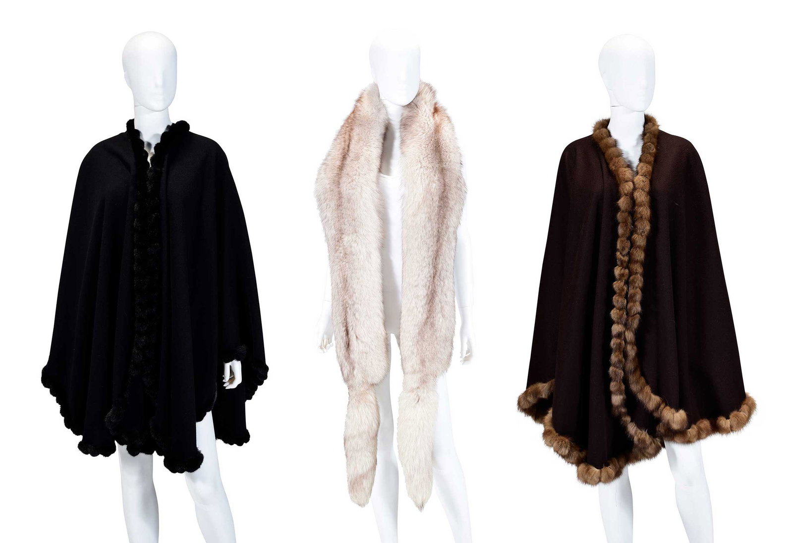 Two Cashmere Fur Lined Capes and a Fox Fur Stole (1 of 12)