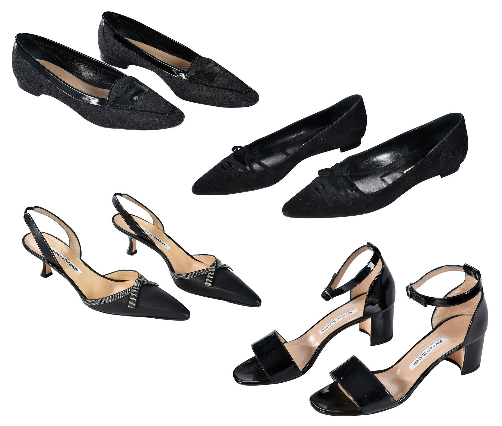 Four Pairs of Manolo Blahnik Black and Gray Ladies' Shoes (1 of 14)