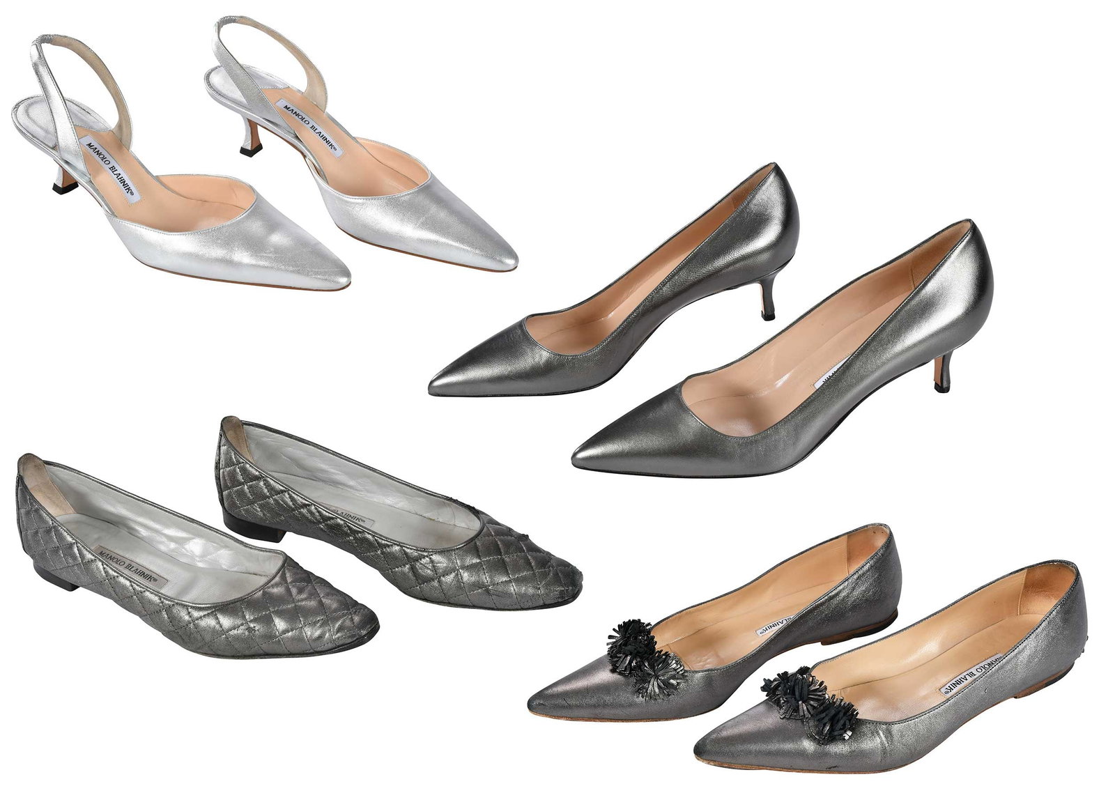 Four Pairs of Manolo Blahnik Silver Ladies' Shoes (1 of 14)
