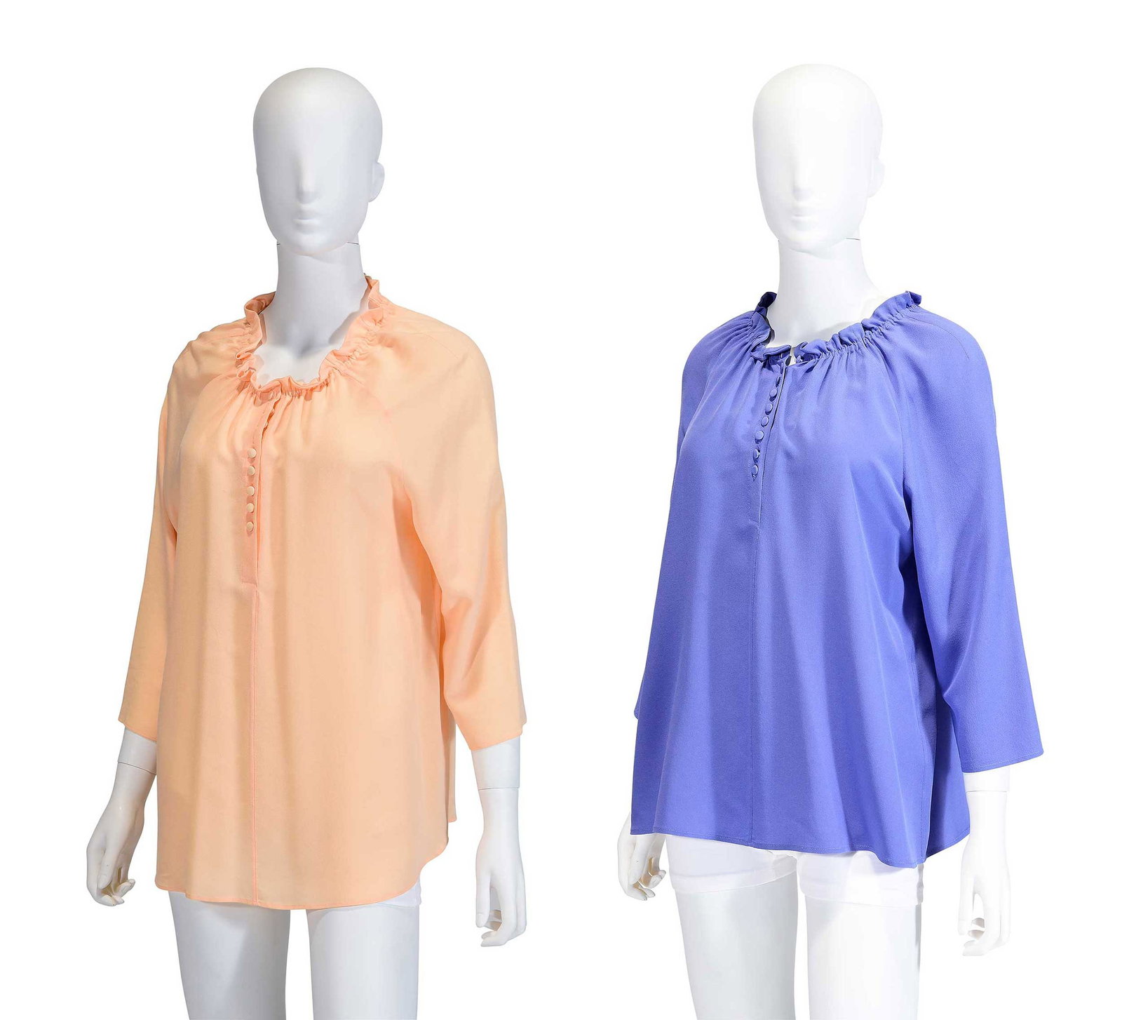 Pair of Etro Pastel Ruffled Collar Silk Blouses (1 of 8)