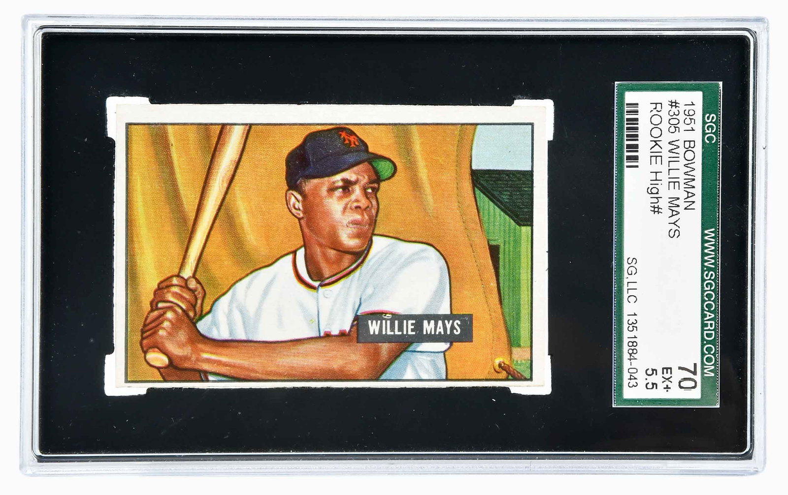 Iconic 1951 Bowman Willie Mays Rookie Card: "The Say Hey Kid" Provenance: Private Collection #305 high number in the 1951 Bowman set and always desirable