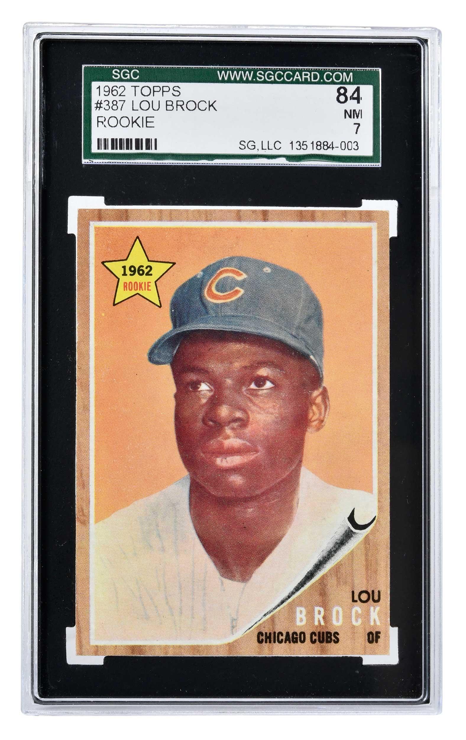 1962 Topps Lou Brock Rookie Card: #387 in the 1962 Topps set Provenance: Private Collection