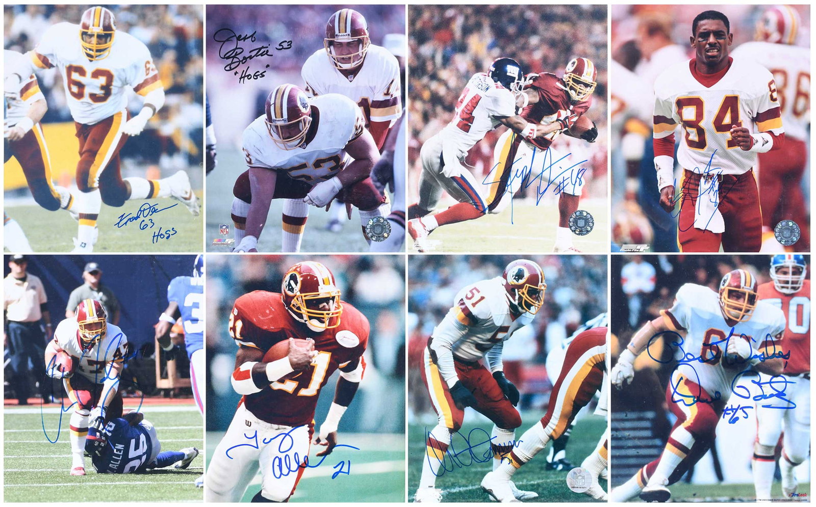 Group of Eight Signed 8x10s, Redskins (1 of 17)