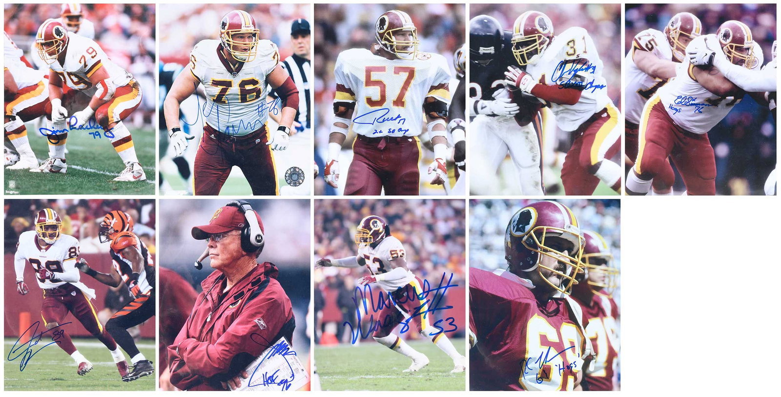 Group of Nine Signed 8x10s, Redskins (1 of 20)