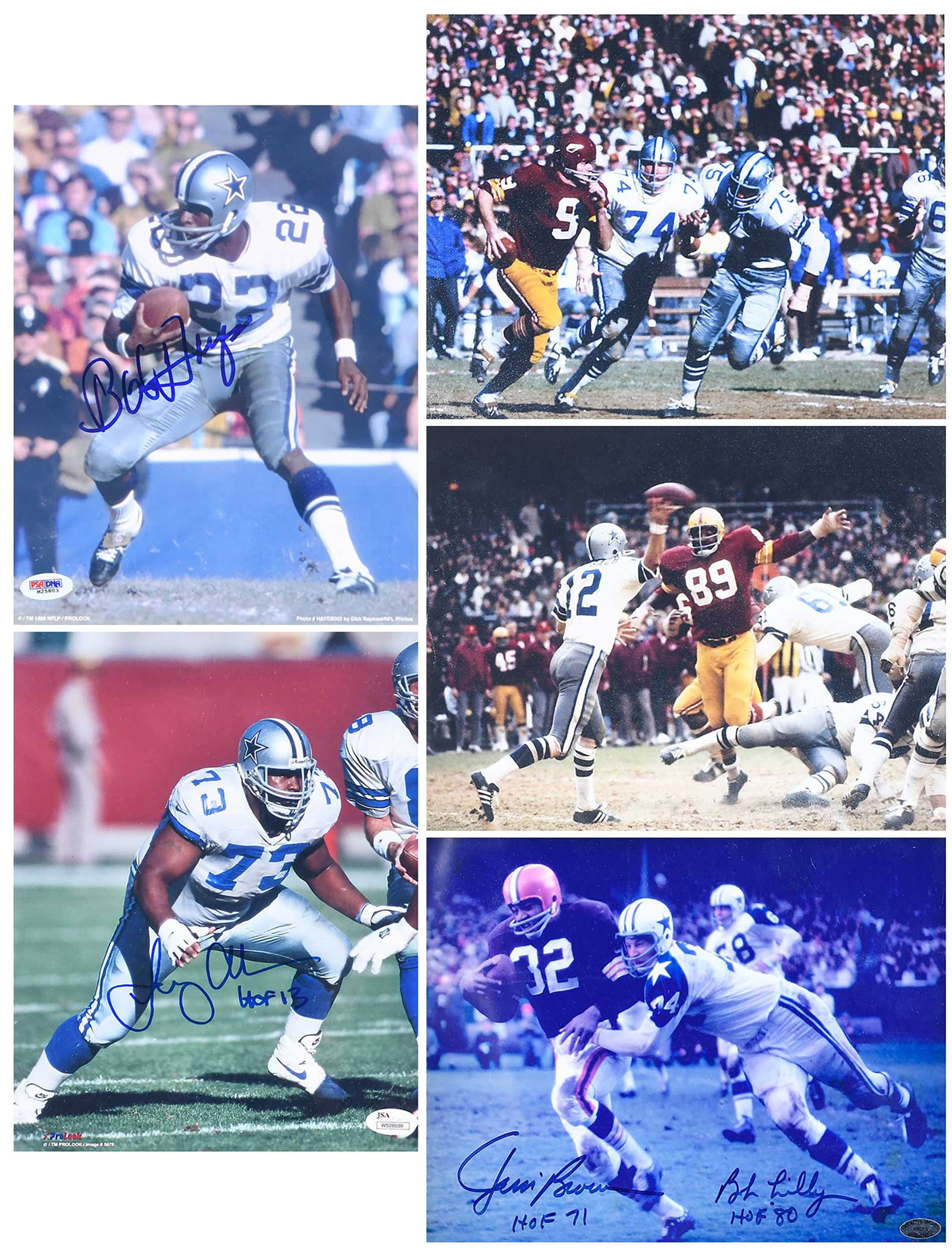 Group of Five Color 8x10s, Cowboys & Jim Brown Signed (1 of 11)