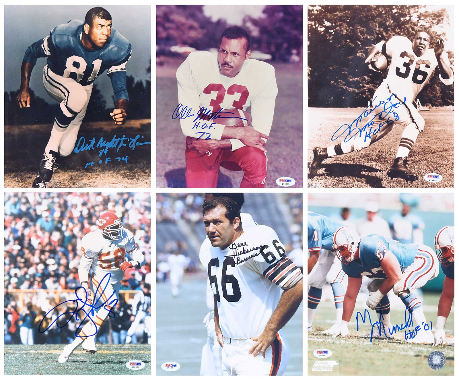 Six Signed 8x10s: Motley, Lane, Munchak, Matson, Hickerson, and Thomas (PSA) (1 of 13)