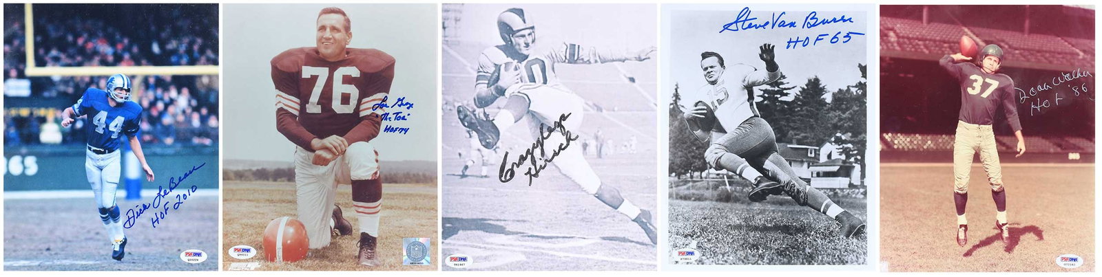 Five Signed 8x10s: Hirsch, Lebeau, Groza, Van Buren, Walker (PSA) (1 of 12)