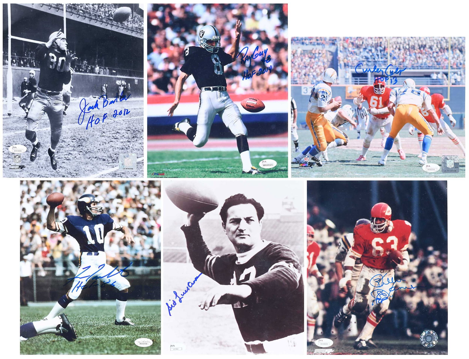 Six Signed 8x10s: Lanier, Culp, Guy, Luckman, Butler, Tarkenton (JSA) (1 of 13)