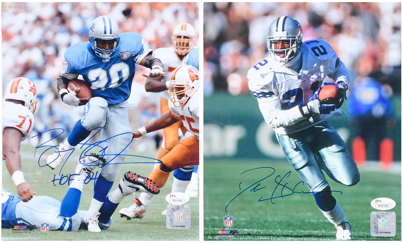 Barry Sanders and Deion Sanders, Signed Color 8x10s (JSA) (1 of 8)