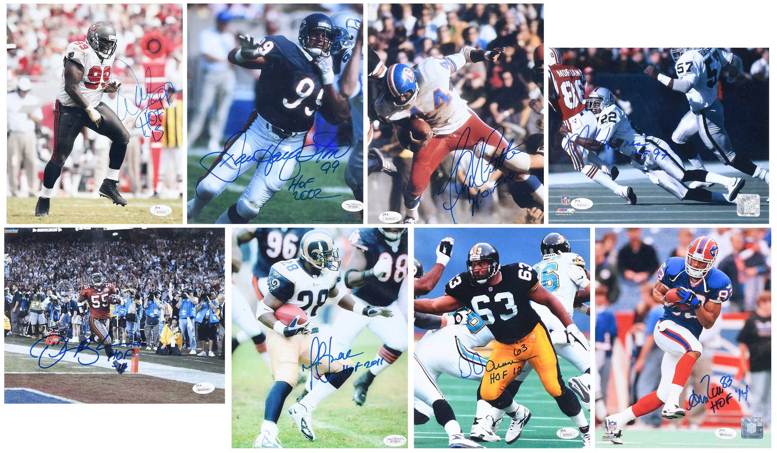 Eight Signed 8x10s: Sapp, Brooks, Reed, Little, Hampton, Faulk, Dawson, Haynes (JSA) (1 of 20)