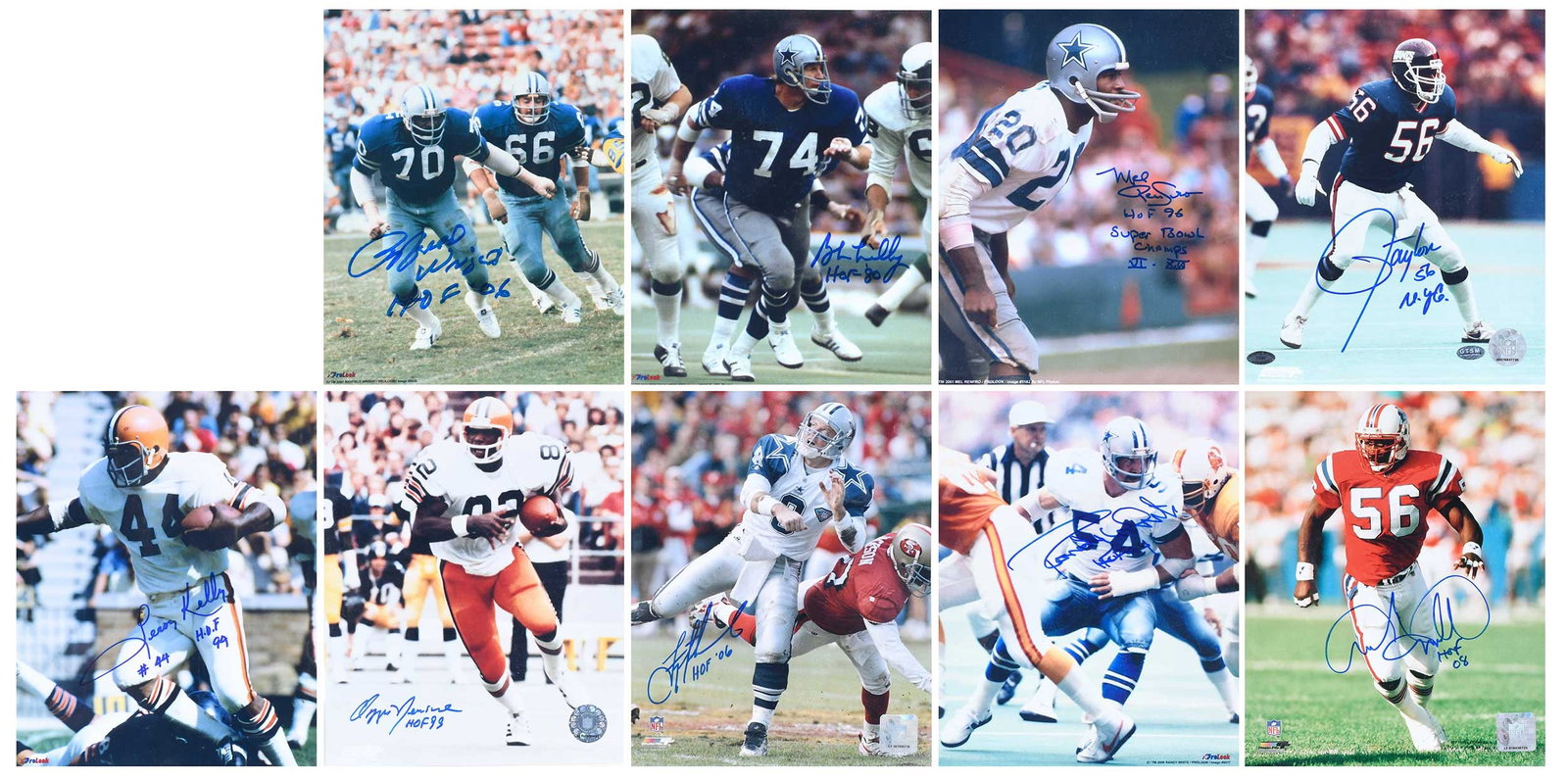 Group of Nine NFL Signed 8x10s, Giants, Patriots, Cowboys, Browns (1 of 20)