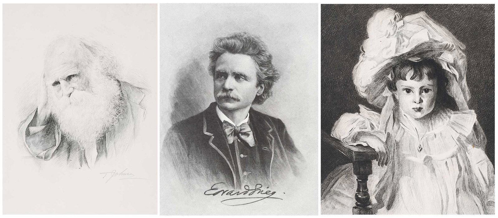Thomas Johnson, 23 Etchings and Engravings: (American/England, 1843-1904) Mostly portraits, a palm, after paintings, most signed in pencil "T. Johnson", includes: Nathaniel Hawthorne, William Cullen Bryant, President McKinley, inscribed "only