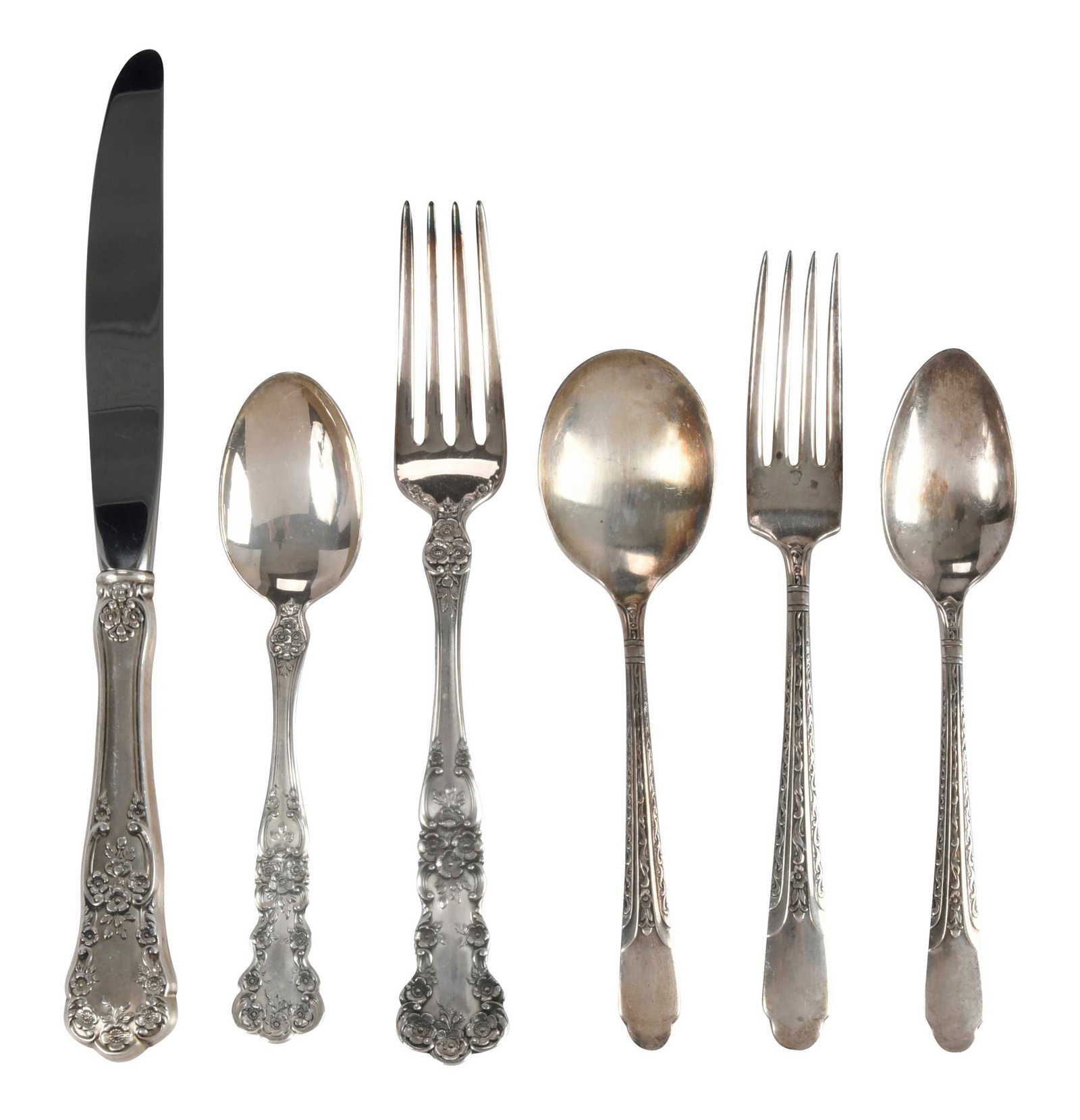 Gorham Buttercup and International Elegance, 23 Pieces: American, 20th century, including 13 pieces Gorham Buttercup: two hollow handle knives; two forks; two salad forks; seven teaspoons, no monograms, all with marks for Gorham, ten pieces International
