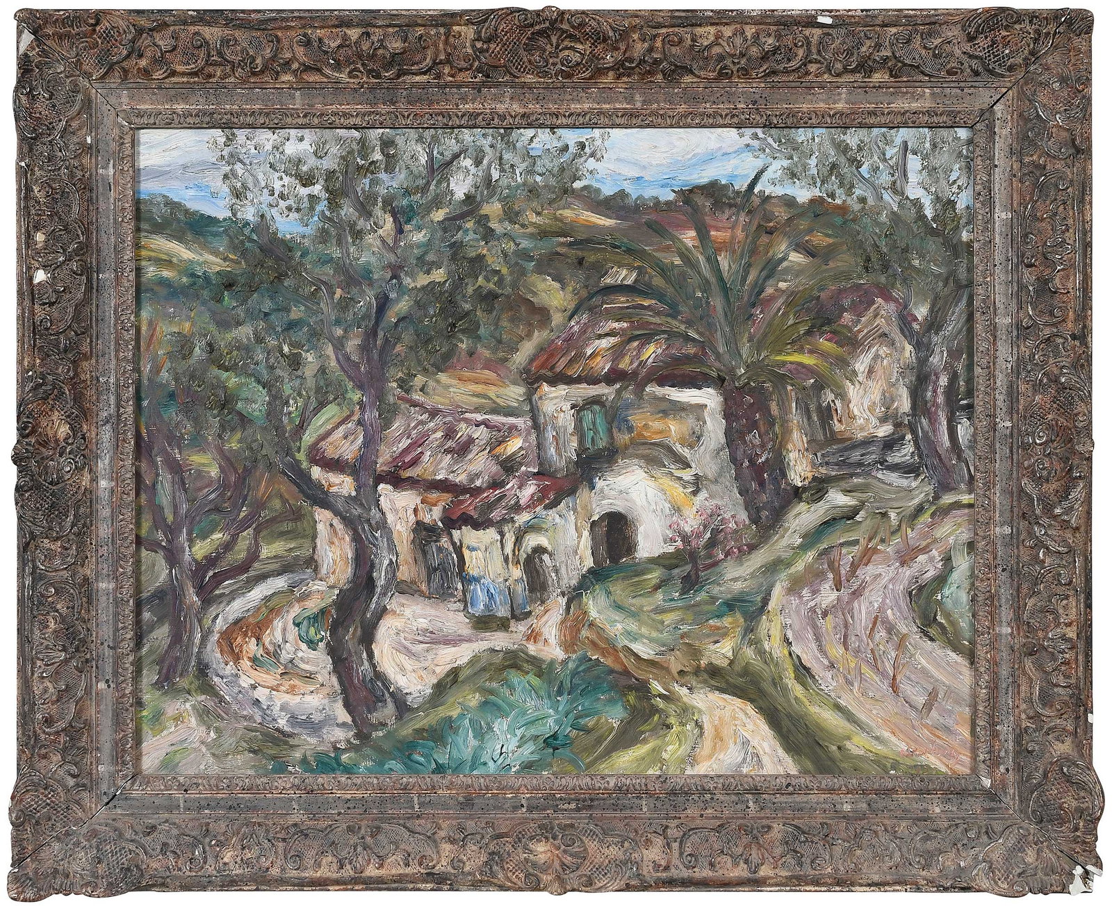 Alexander Altenburg: (American, 1884-1940) Mid-day Landscape, Paysage du Midi, 1931, signed and dated lower right "Altenburg 1931," artist label verso, inscribed with title and signatures verso, oil on canvas, 19-3/4 x