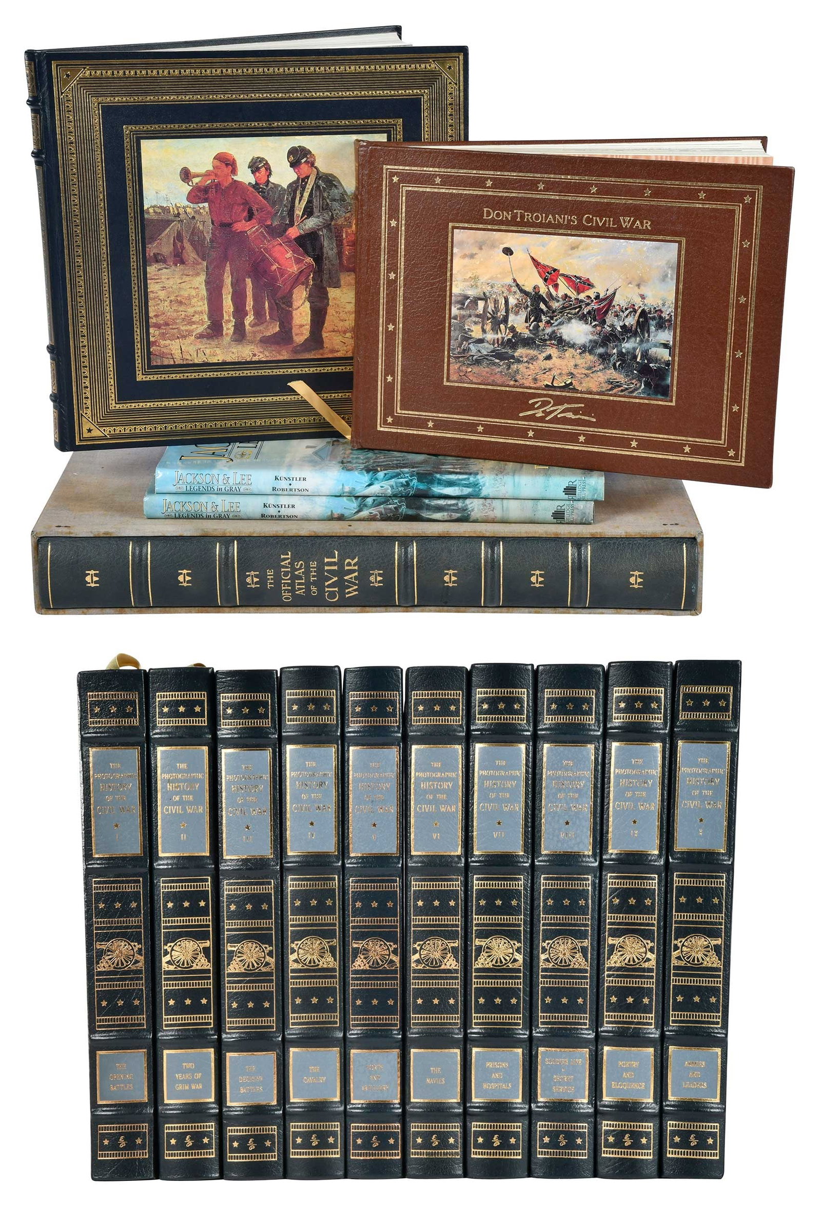 15 American Civil War Related Books: 15 volumes, including: Don Troiani's Civil War by Don Troiani and Brian C. Pohanka, Norwalk, Connecticut: Easton Press, 1995; Echo of a Distant Drum by Julian Grossman, Pennsylvania: The Franklin